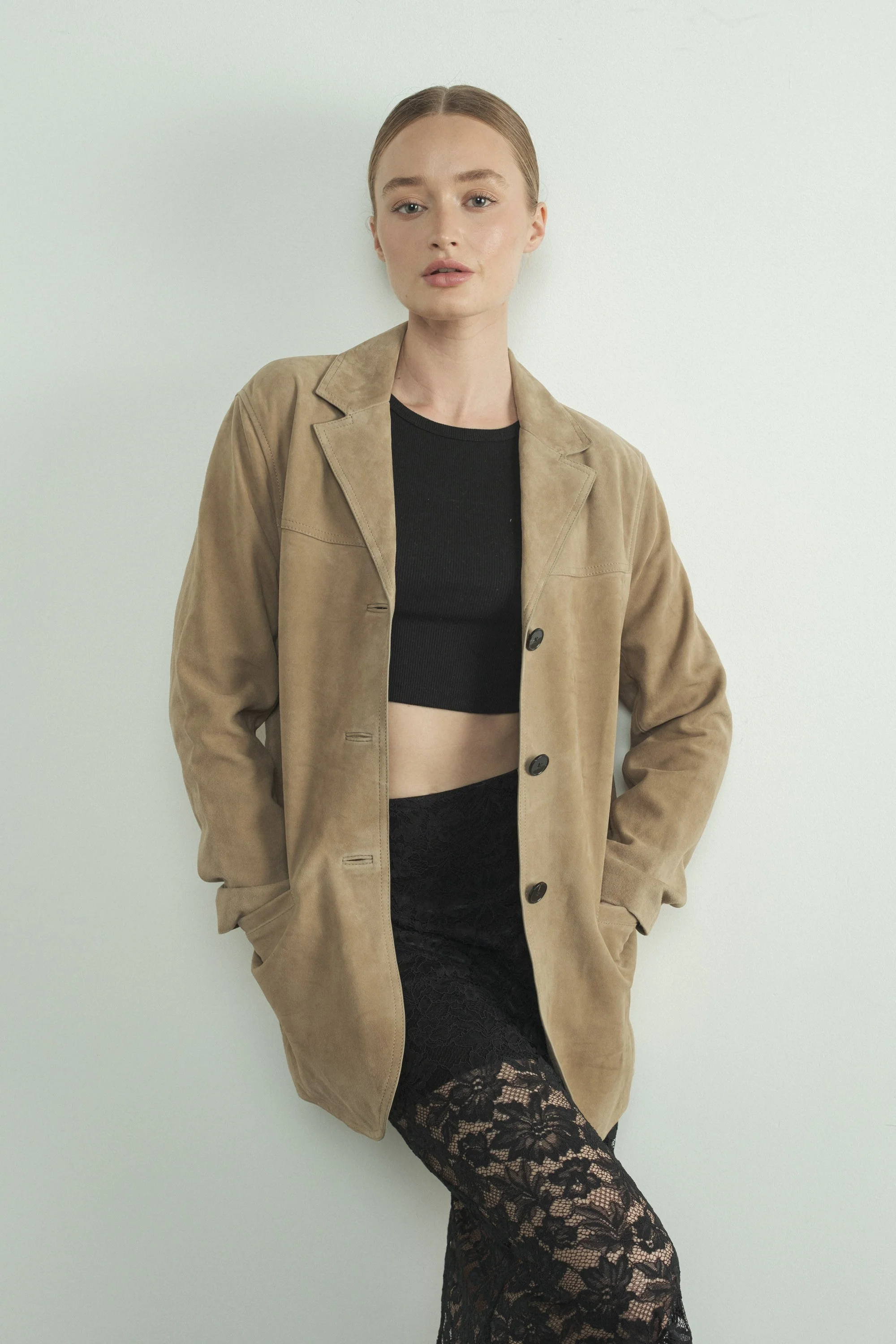 Faux Suede Blazer - XAYUYUE