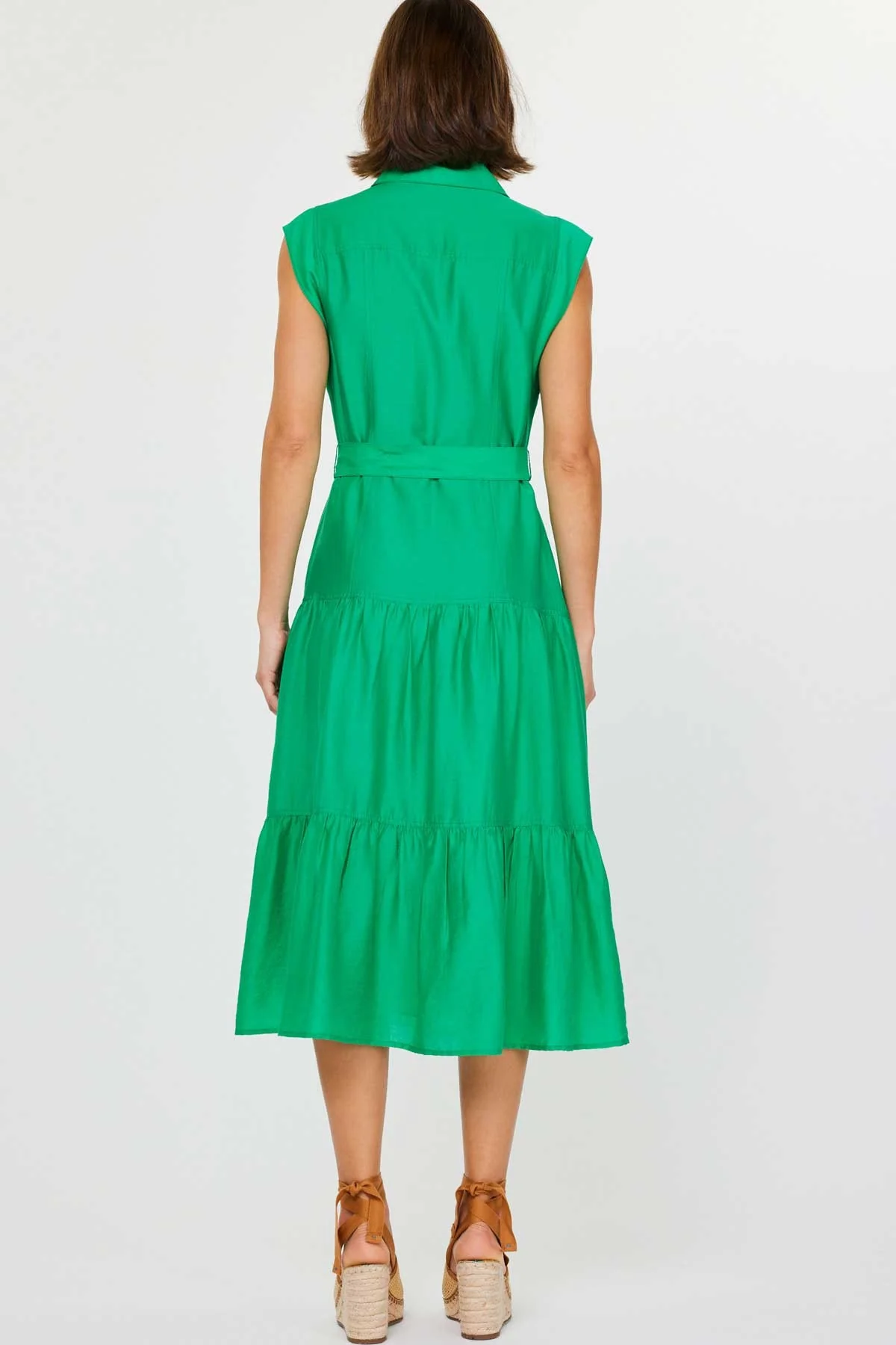 Button Down Tiered Midi Dress - XAYUYUE