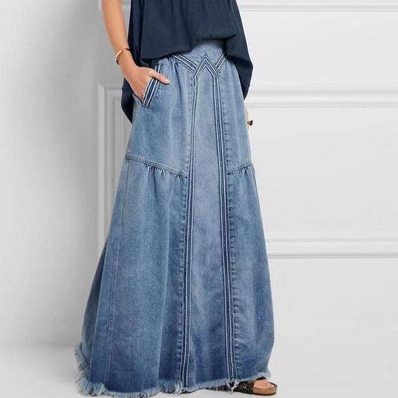 Maxi Denim Skirt - XAYUYUE