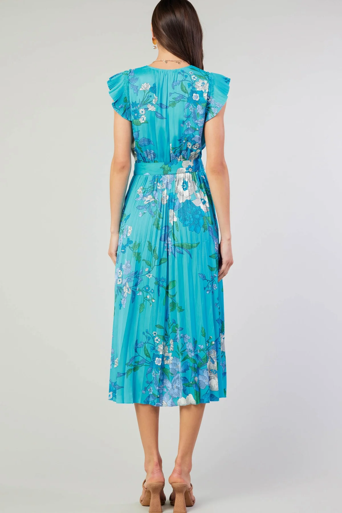 Floral Printed Surplus Midi Dress - XAYUYUE