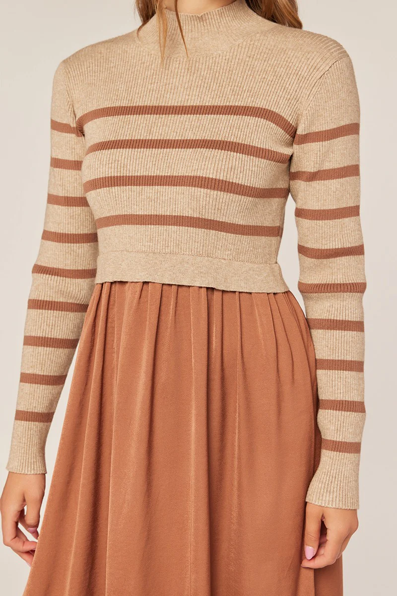 Satin Sweater Mixed Dress - XAYUYUE