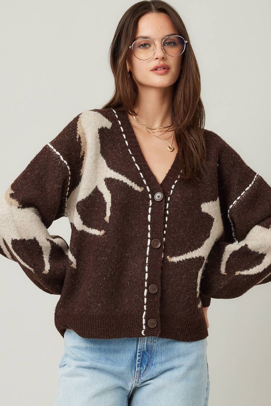 Fall Top Rated Knit Horse Cozy Cardigan - XAYUYUE