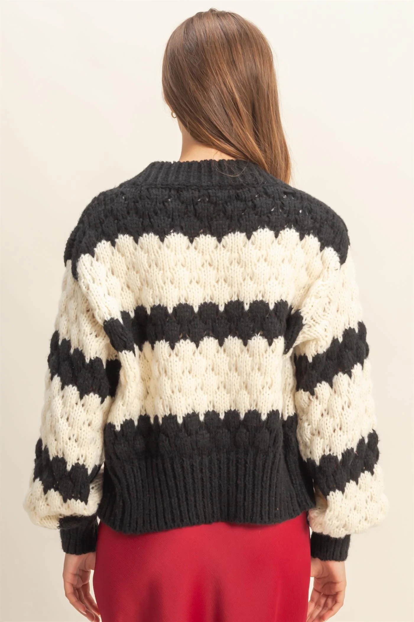 Oversized Cloud Pattern Knit Cardigan - XAYUYUE