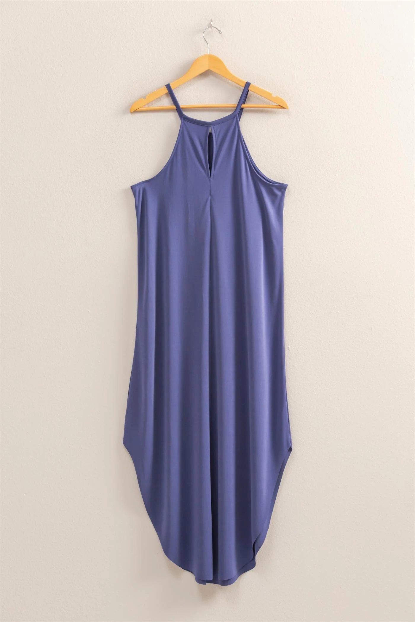 Halter Neck Asymmetrical Midi Dress - XAYUYUE