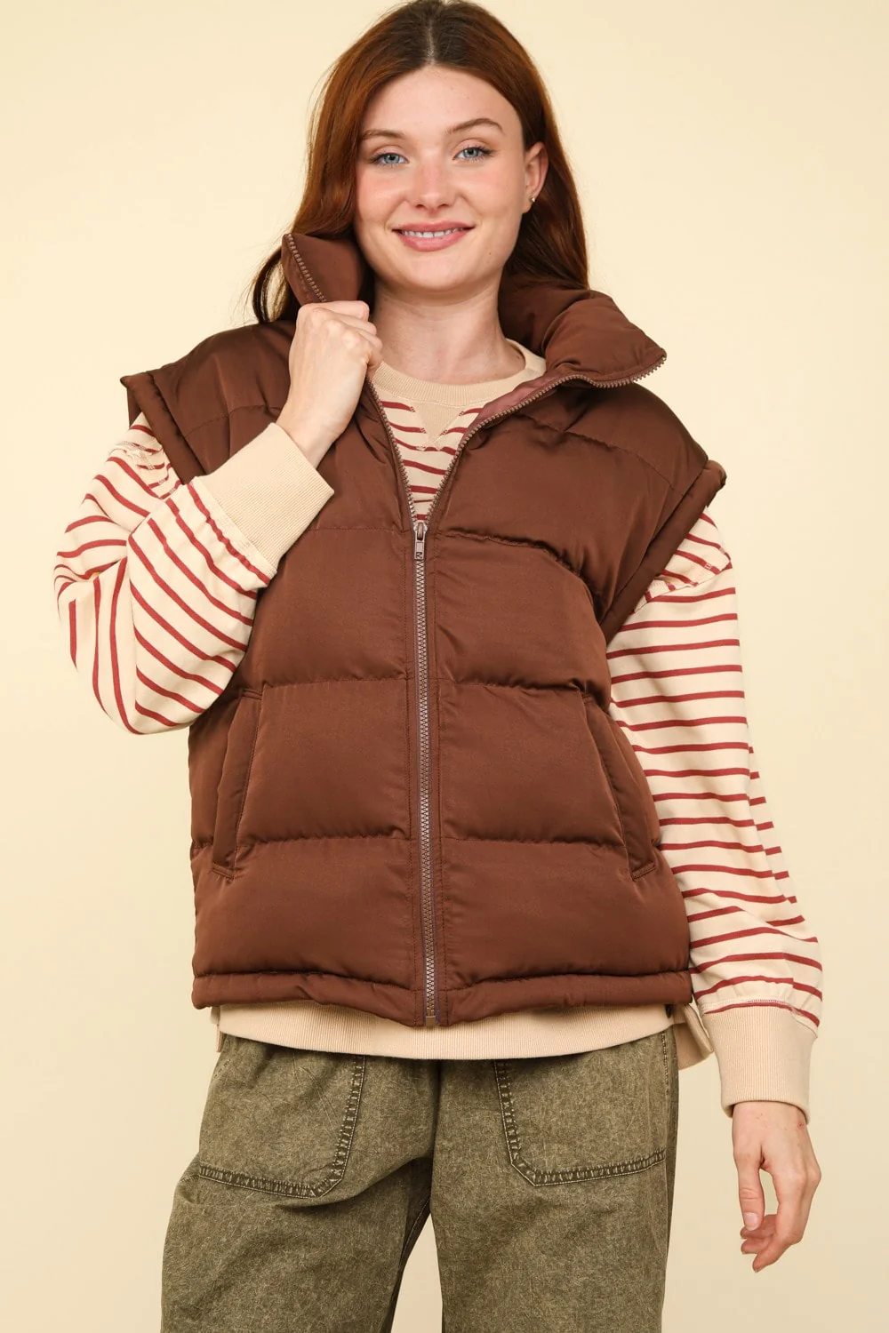 High Neck Casual Comfy Puffer Vest - XAYUYUE