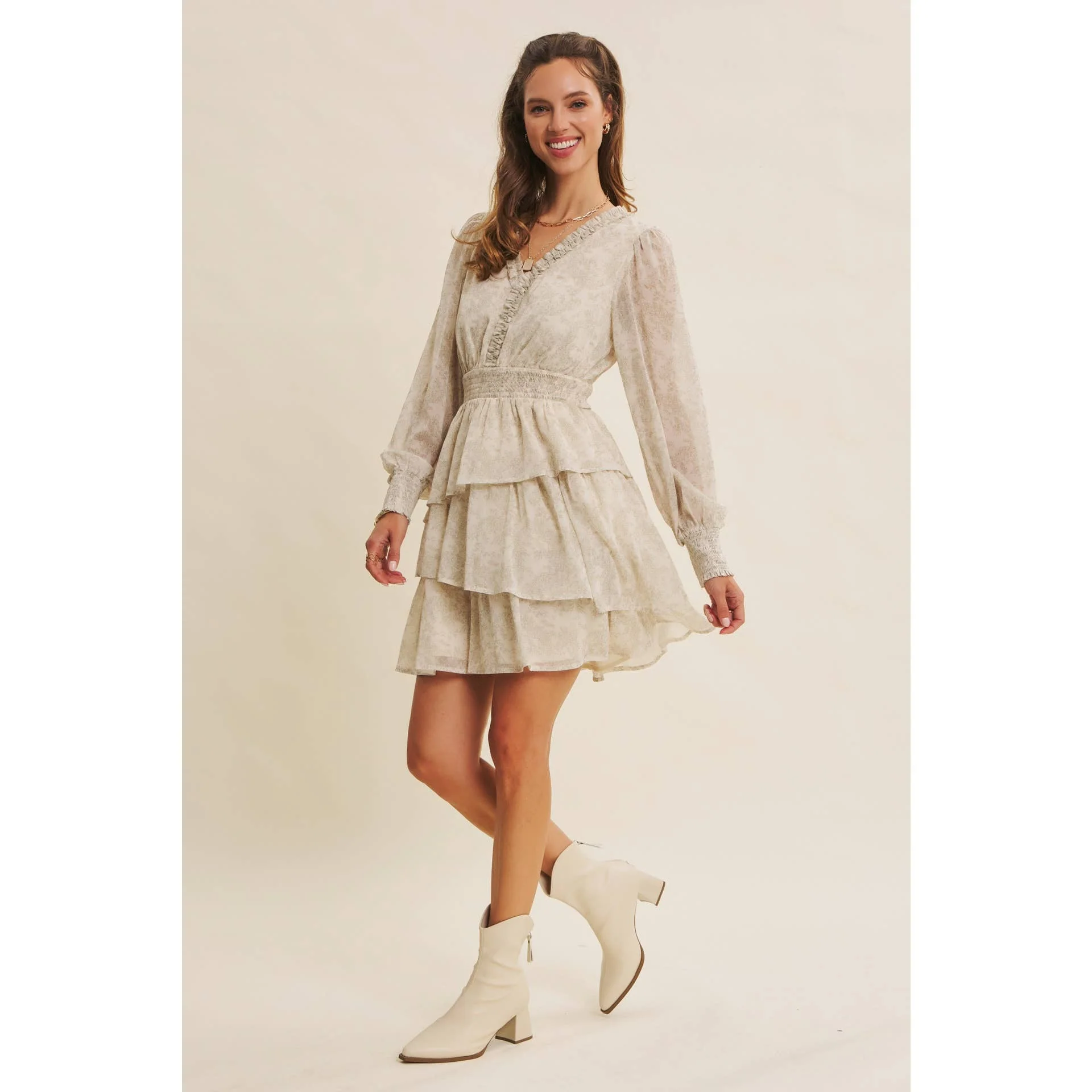 ROMANTIC IN EVERY WAY FLORAL TIERED RUFFLE MINI DRESS - XAYUYUE