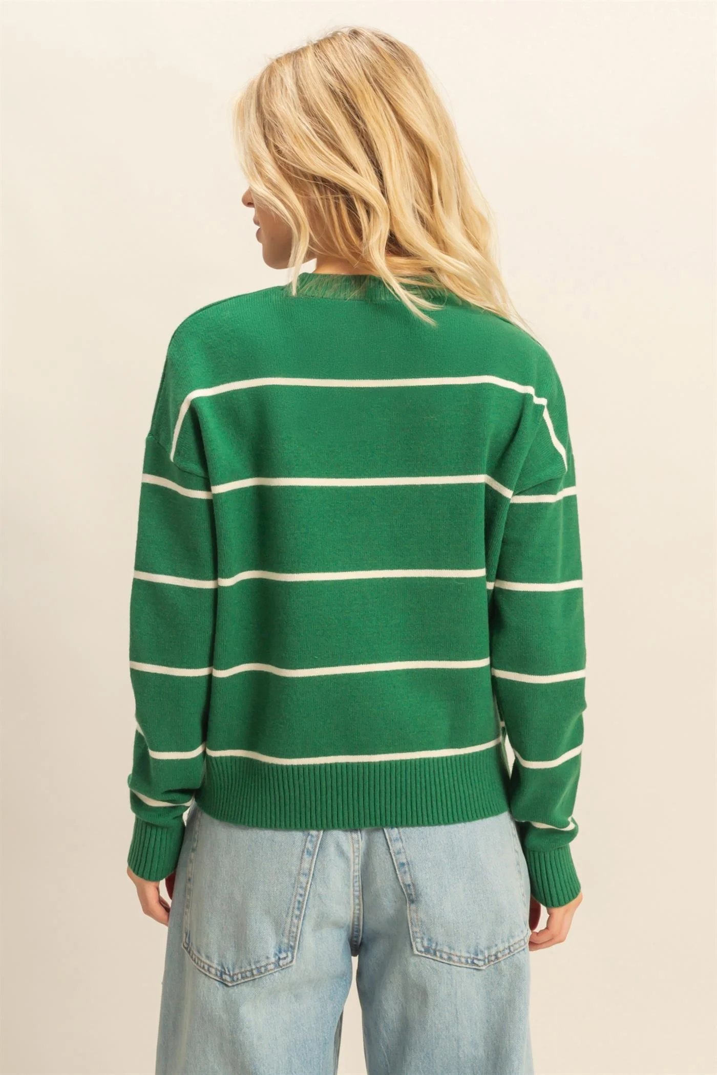 Crew Neck Striped Sweater - XAYUYUE