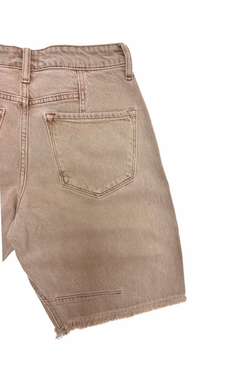 High Rise Barrel Fit Denim Shorts - XAYUYUE