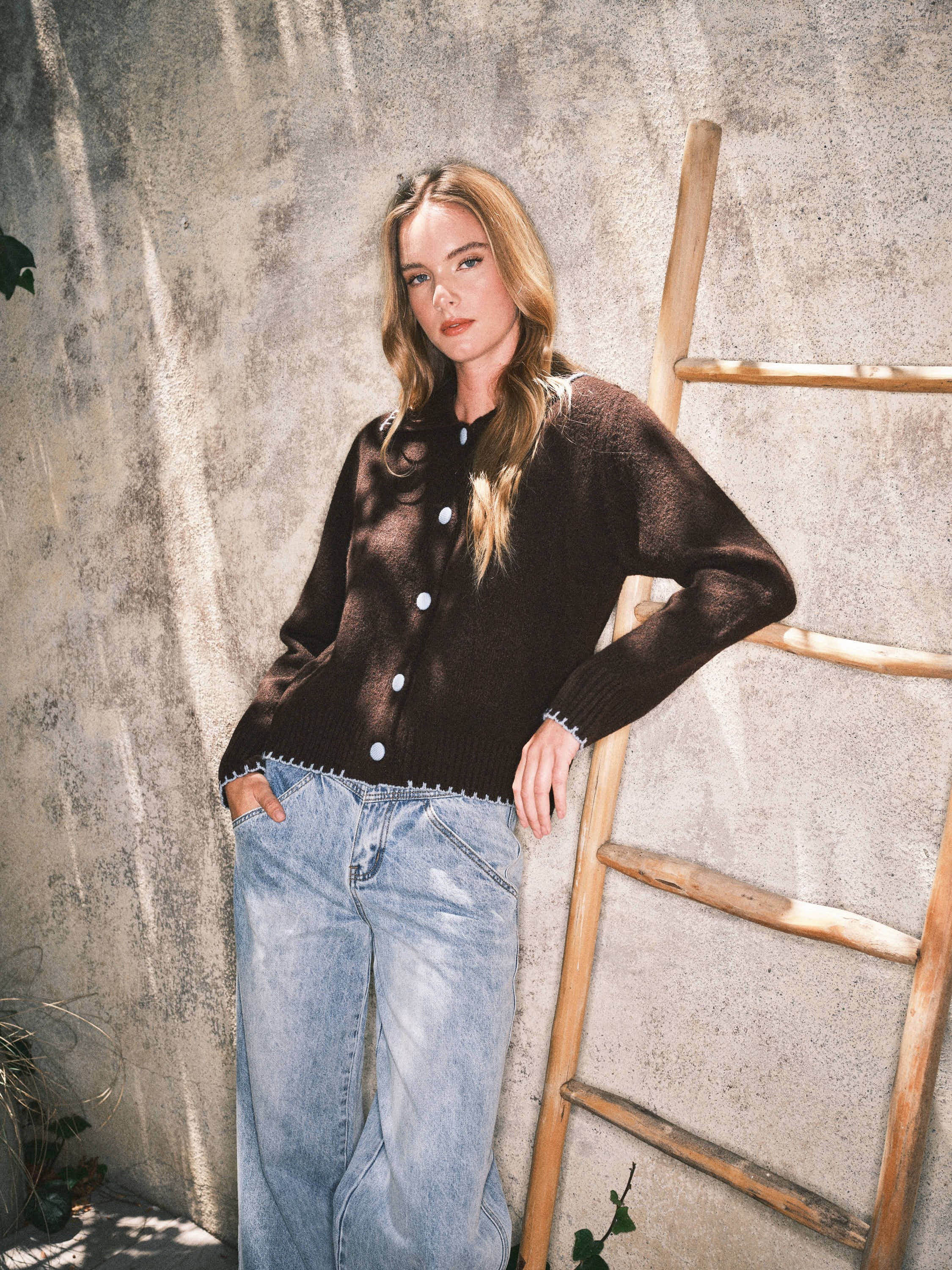 Pullover Contrast Stitching Sweater Cardigan - XAYUYUE