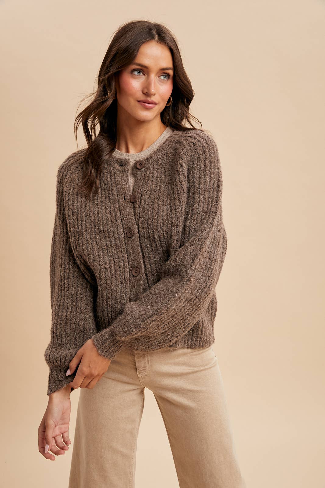 Raglan Sleeve Knitted Cardigan - XAYUYUE