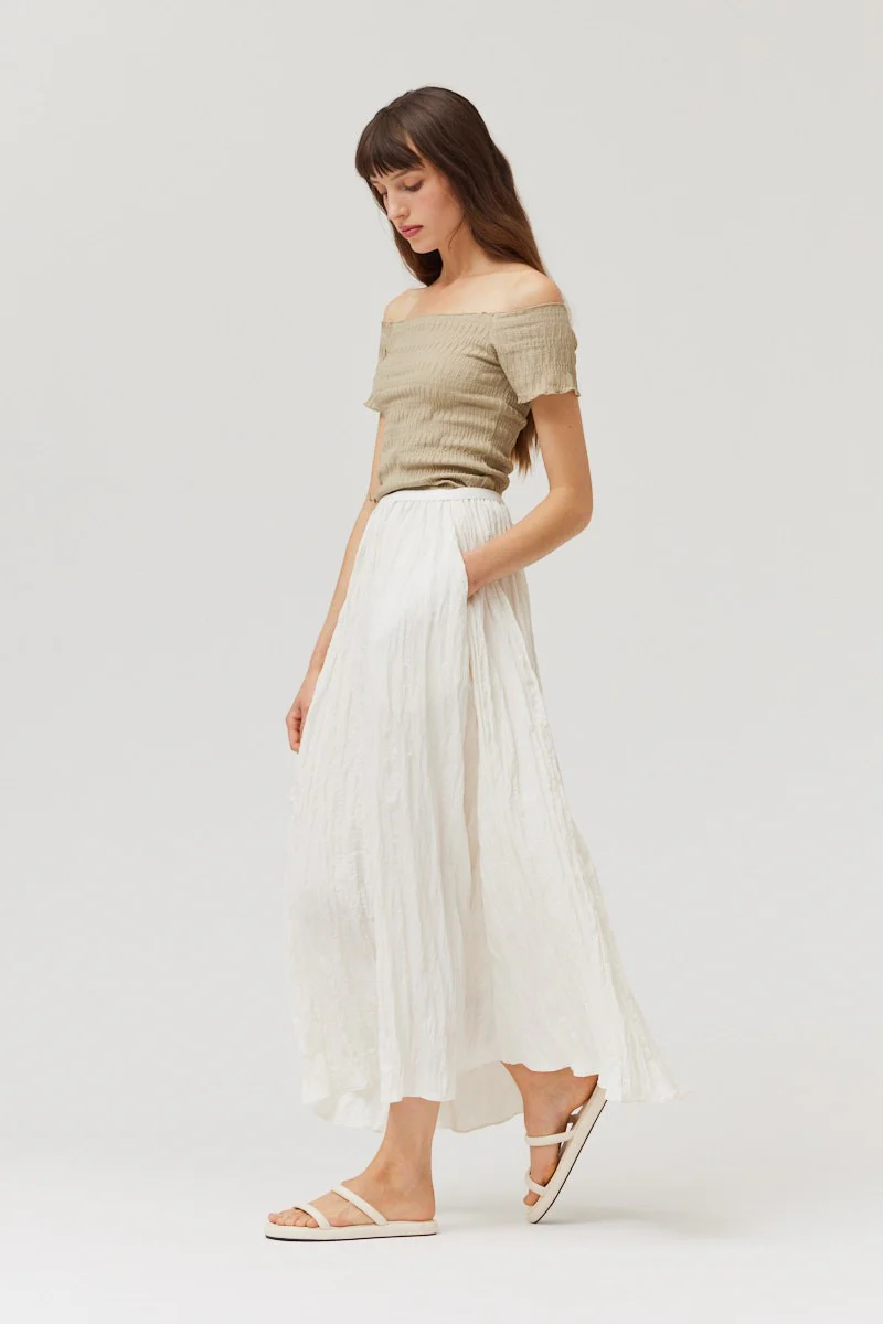 Crinkle Fabric Midi Skirt - XAYUYUE