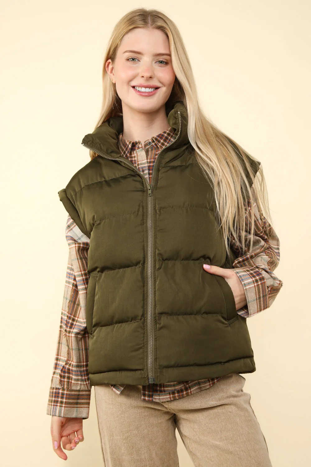 High Neck Casual Comfy Puffer Vest - XAYUYUE
