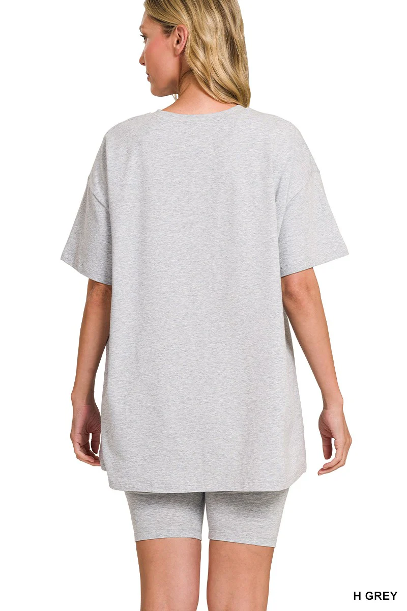 Cotton Round Neck Top & Biker Shorts - XAYUYUE