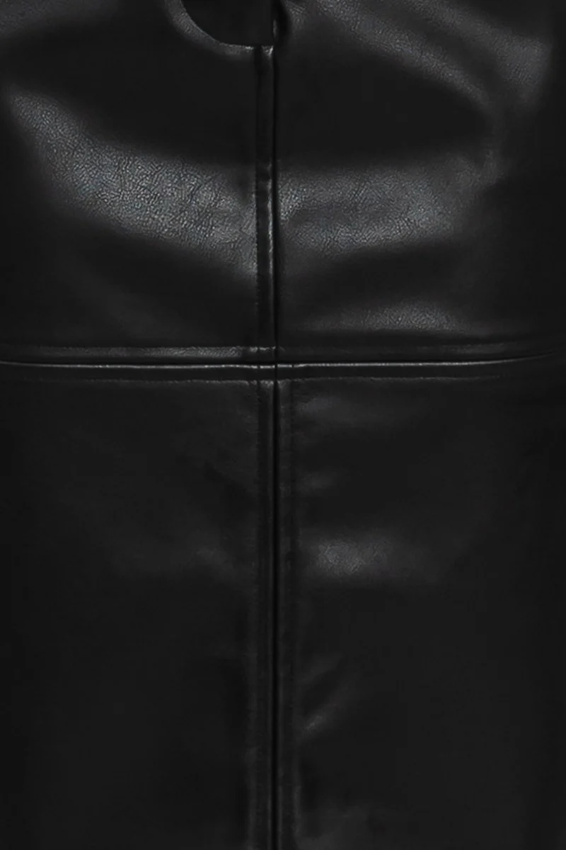 Faux Leather Midi Skirt - XAYUYUE