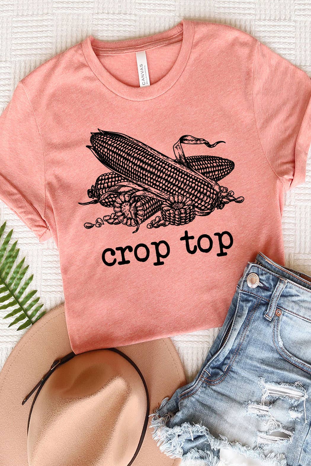 Crop Top Funny Corn Graphic Tee - XAYUYUE