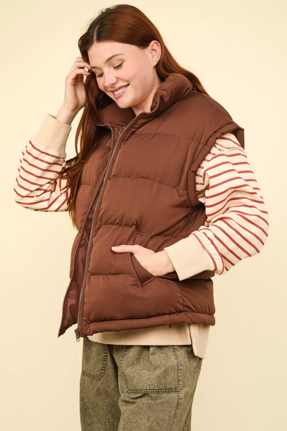 High Neck Casual Comfy Puffer Vest - XAYUYUE