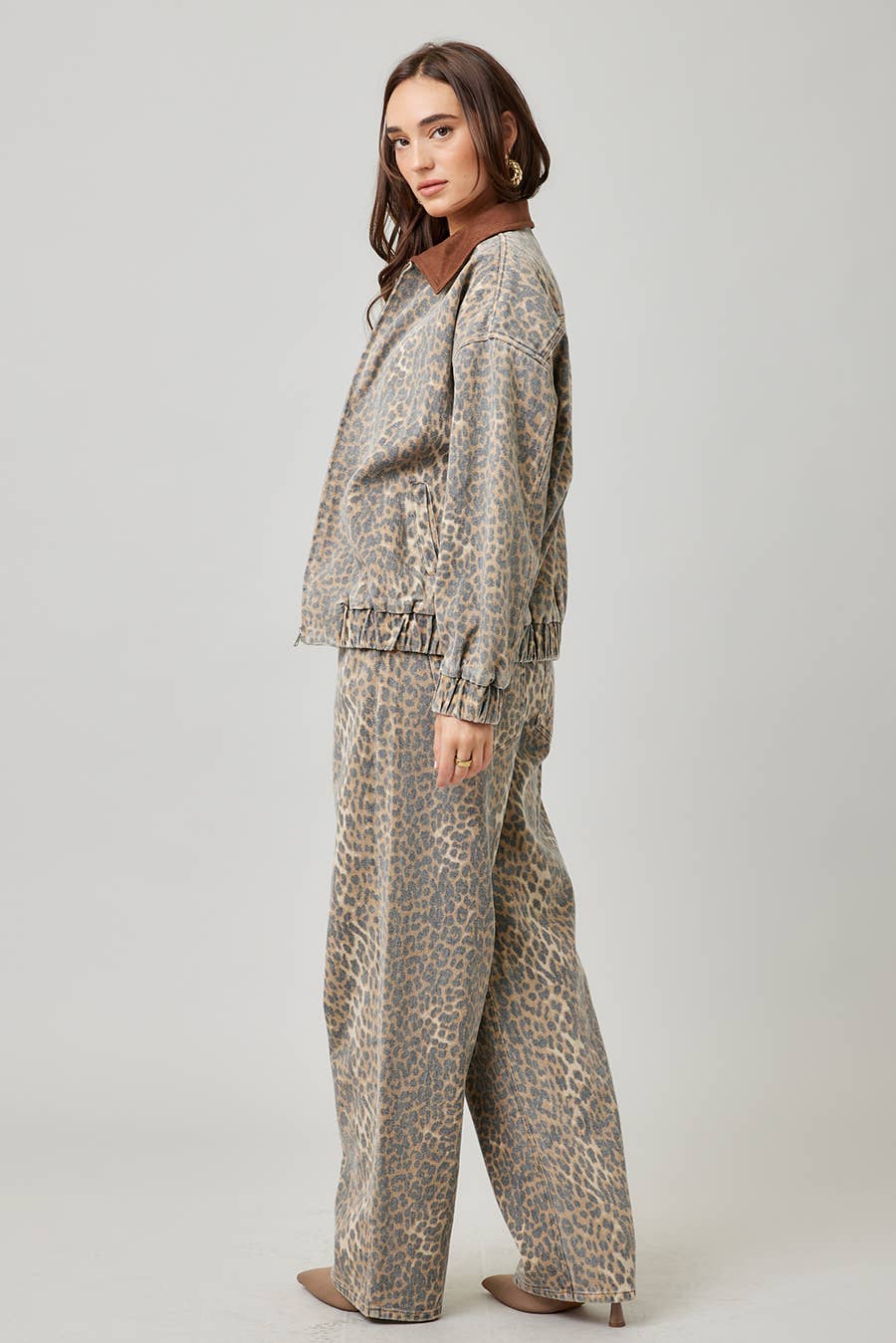 Garment Washed Leopard Jacket: LEOPARD - XAYUYUE