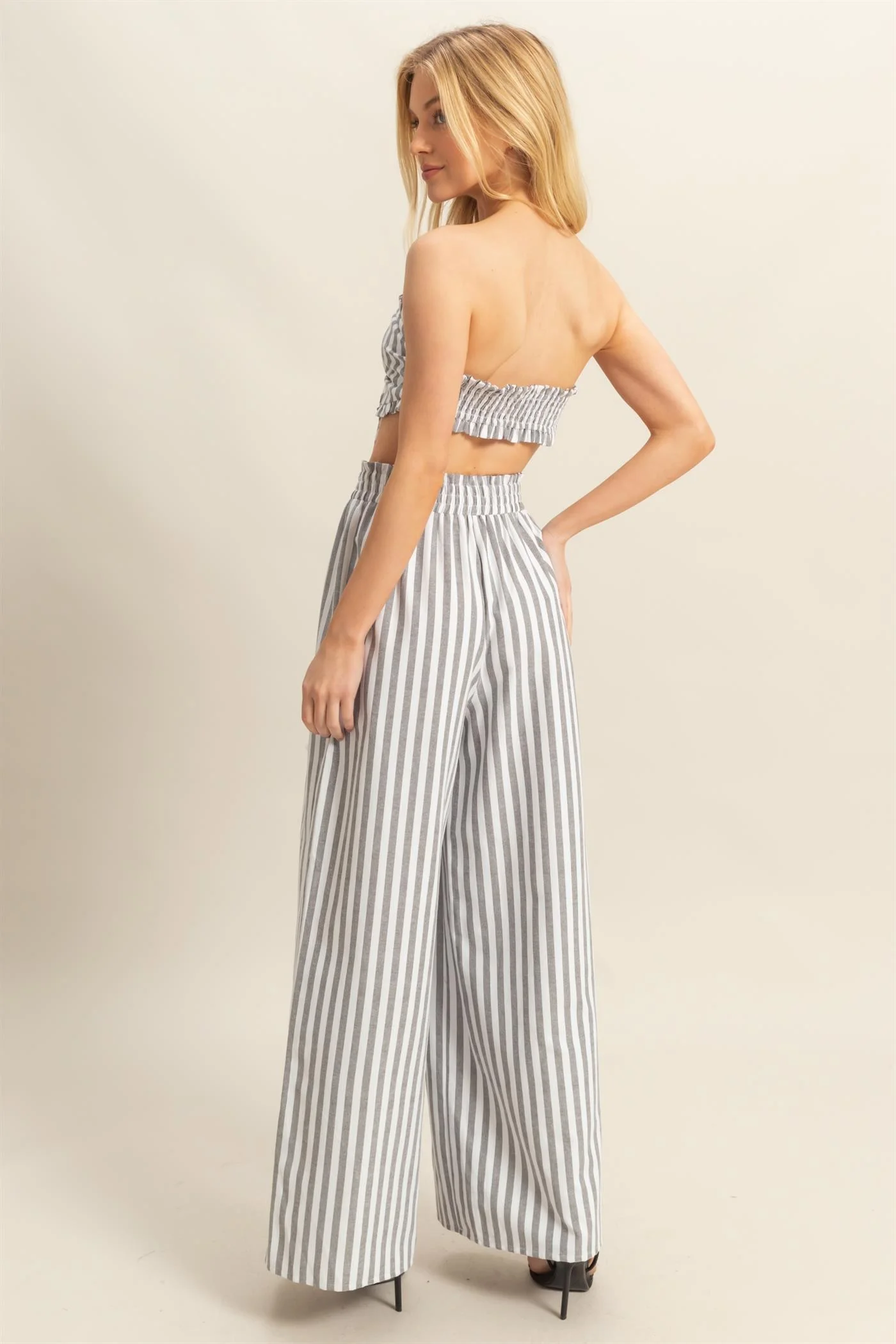 Striped Tube Top And Pants Set - XAYUYUE