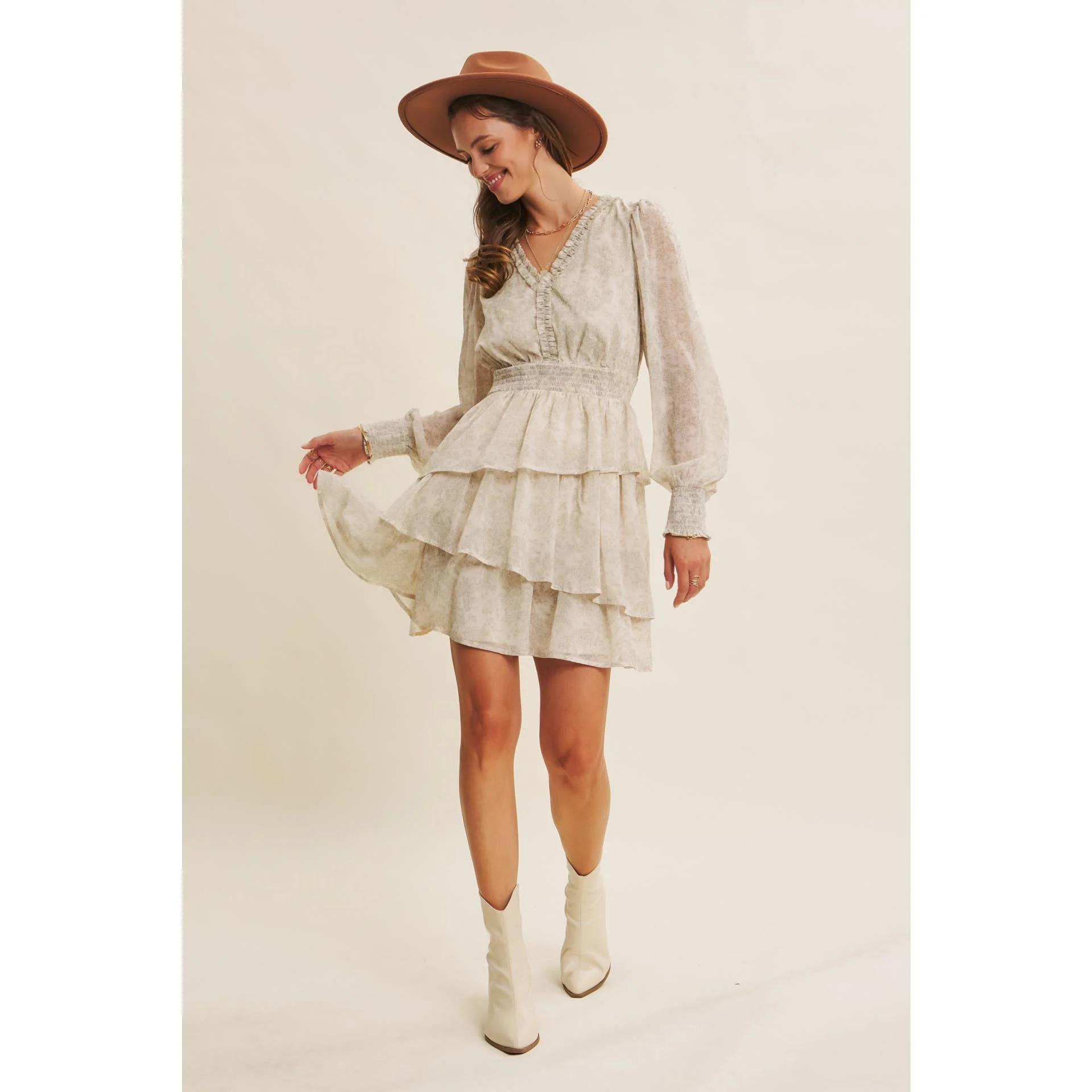 ROMANTIC IN EVERY WAY FLORAL TIERED RUFFLE MINI DRESS - XAYUYUE