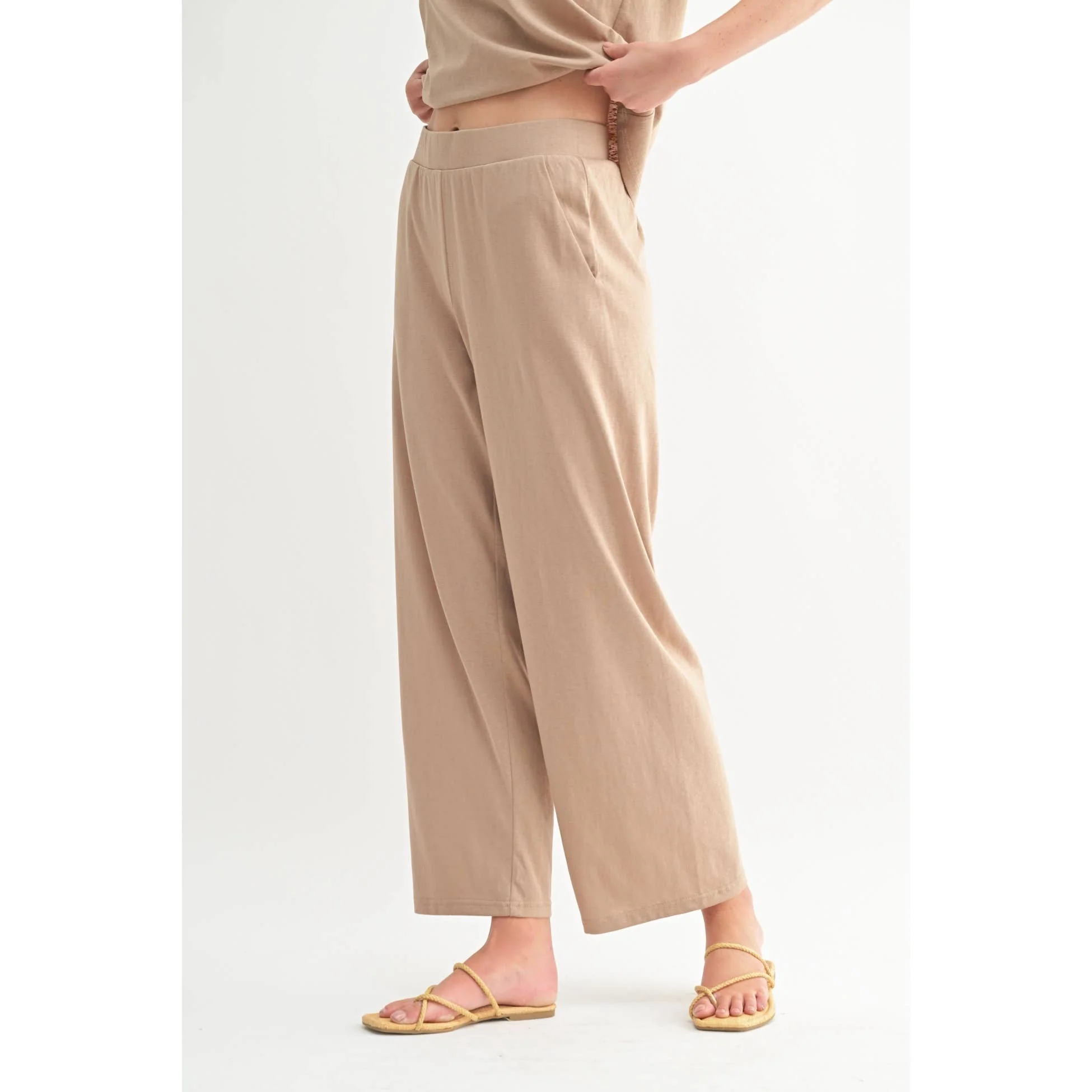 KNIT PANTS: Taupe - XAYUYUE