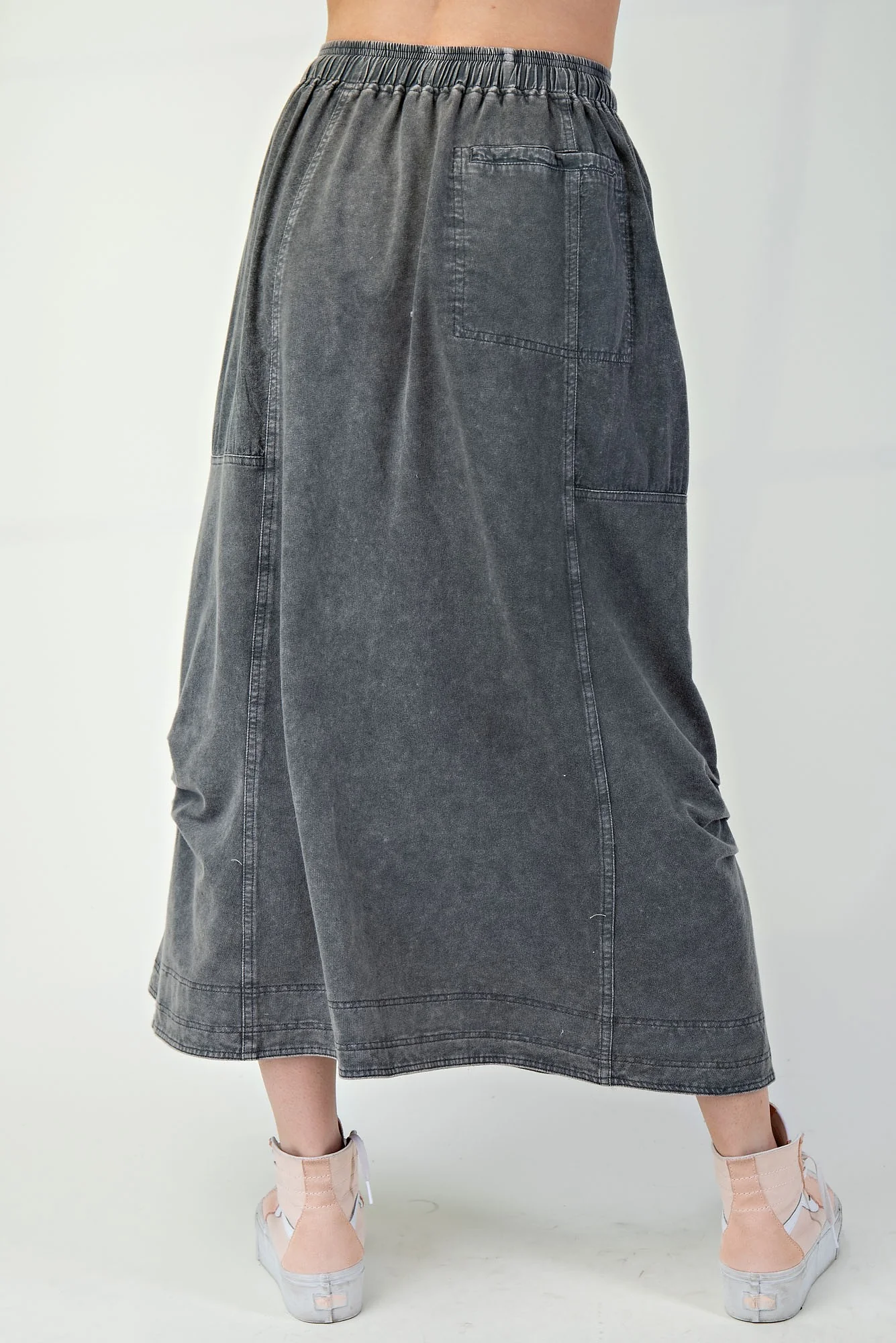Mineral Washed Terry Knit Maxi Skirt - XAYUYUE