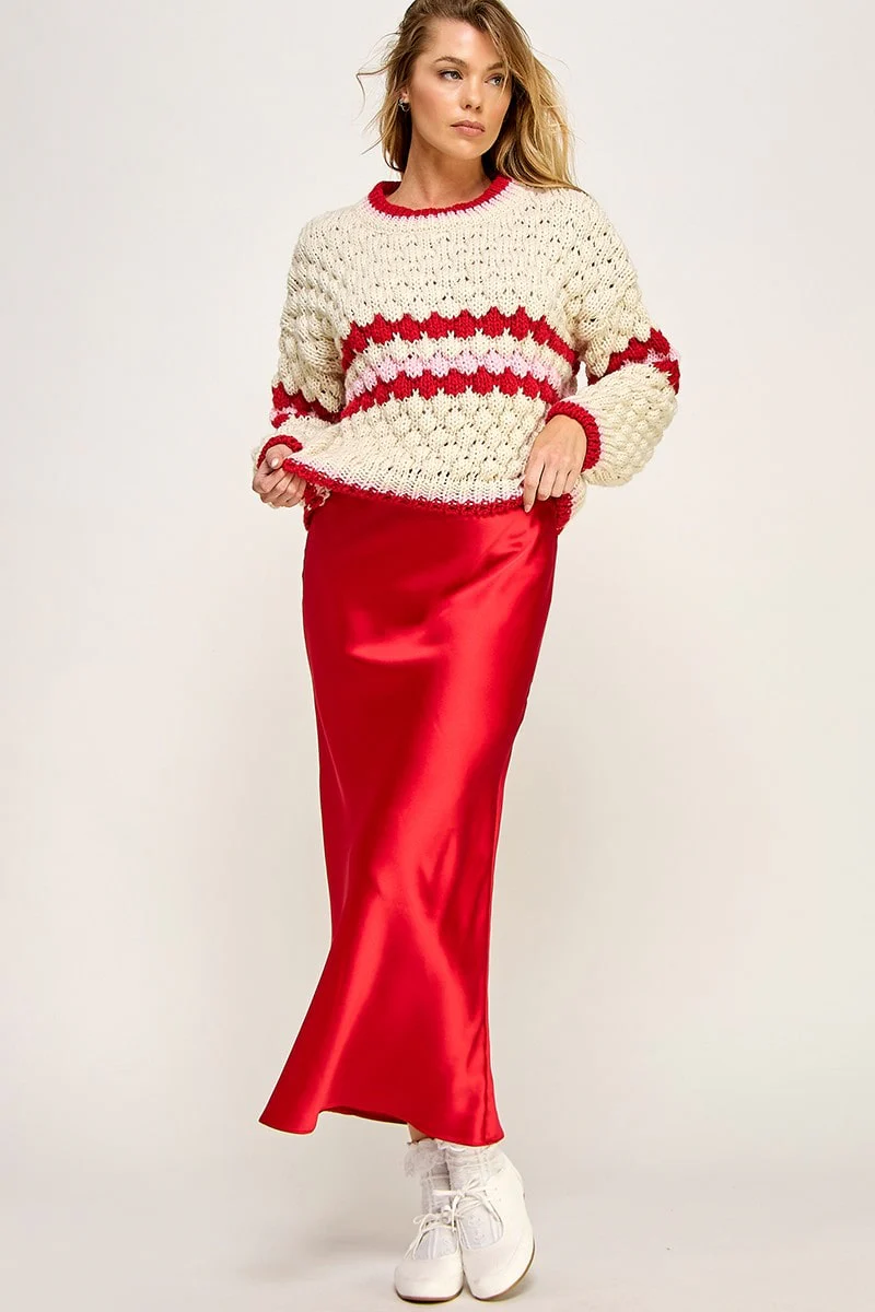 Satin Effect Midi Skirt - XAYUYUE