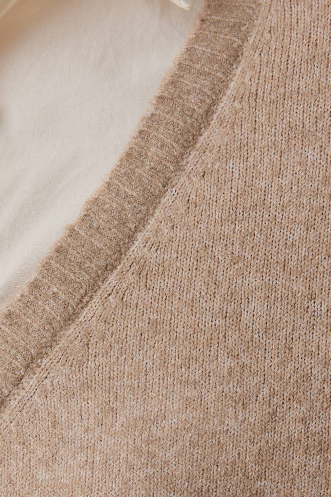 LONG SLEEVE SHIRT COLLAR LAYERED PULL OVER SWEATER TOP: OATMEAL - XAYUYUE