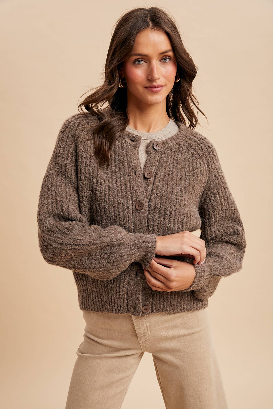 Raglan Sleeve Knitted Cardigan - XAYUYUE