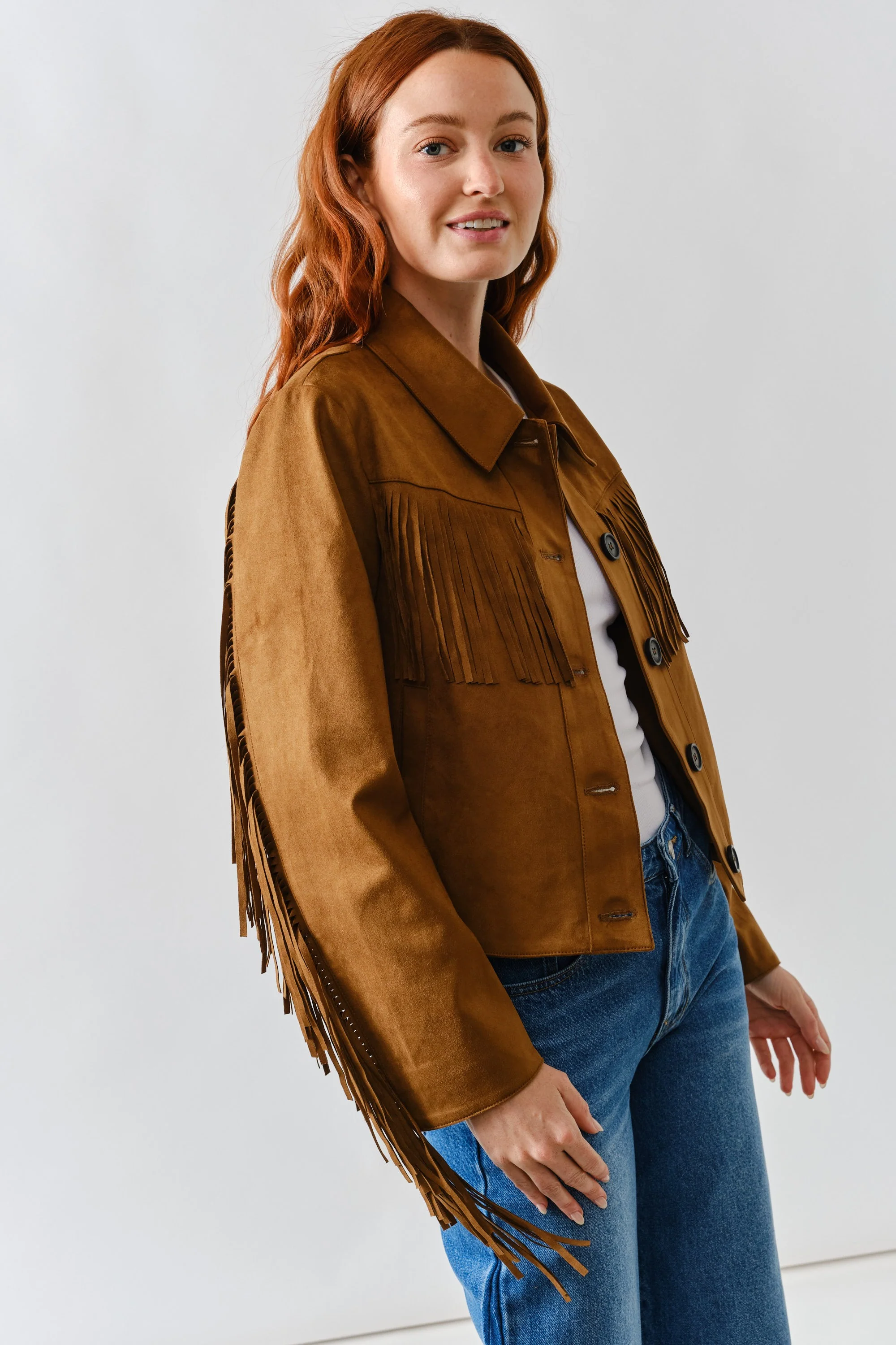 Faux Suede Fringe Jacket - XAYUYUE