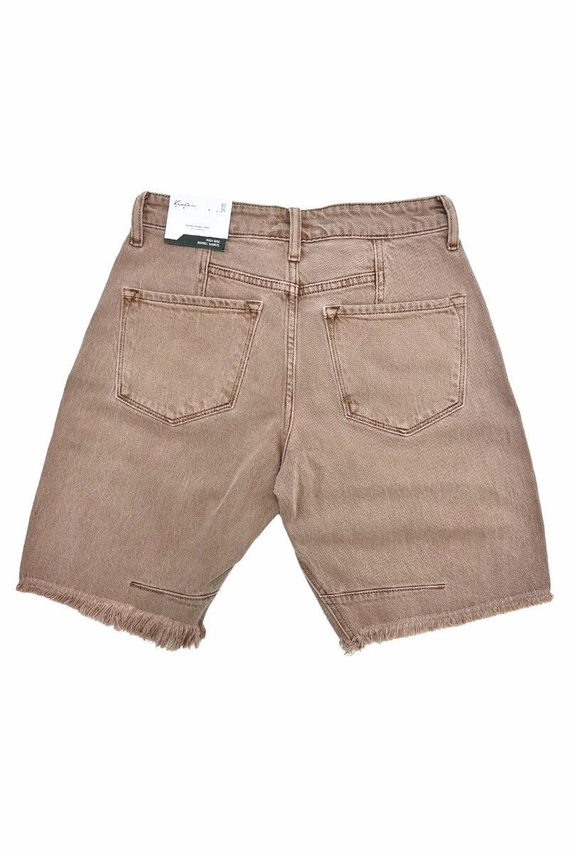 High Rise Barrel Fit Denim Shorts - XAYUYUE