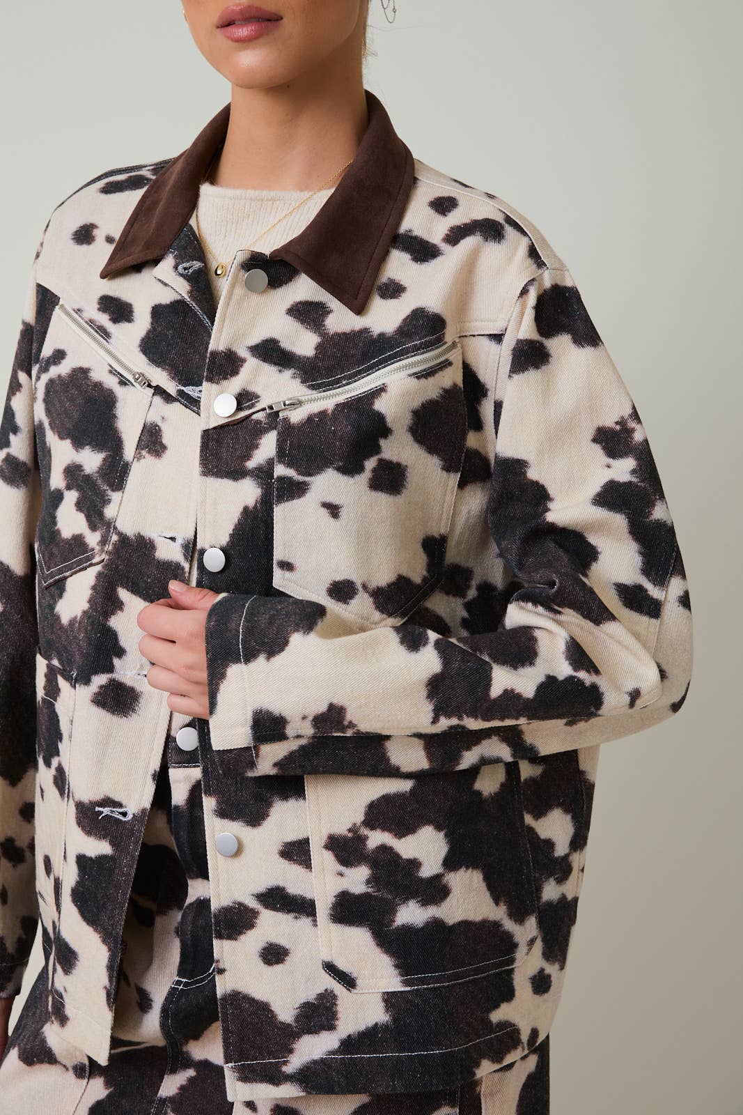 COW PRINT BARN JACKET - XAYUYUE