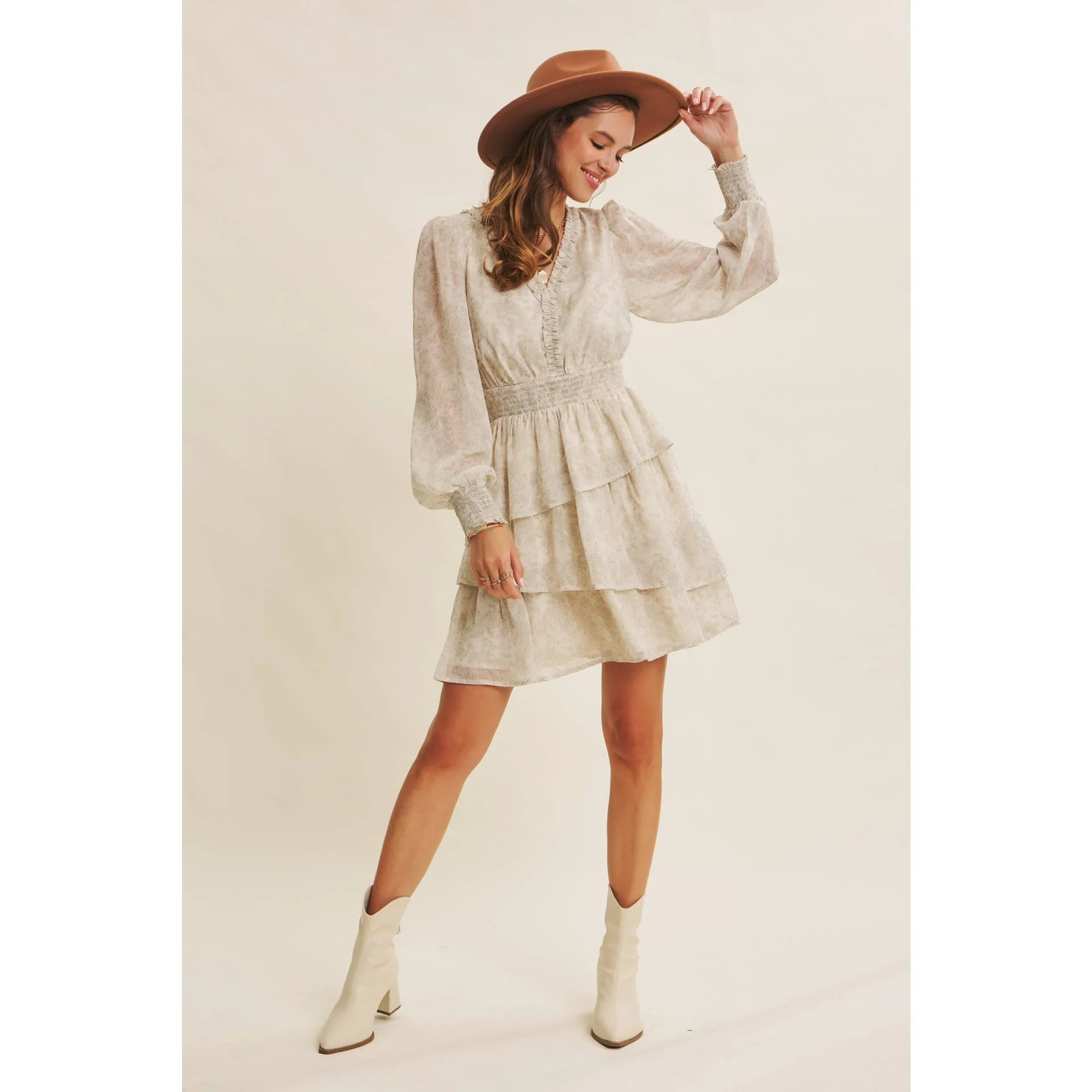 ROMANTIC IN EVERY WAY FLORAL TIERED RUFFLE MINI DRESS - XAYUYUE