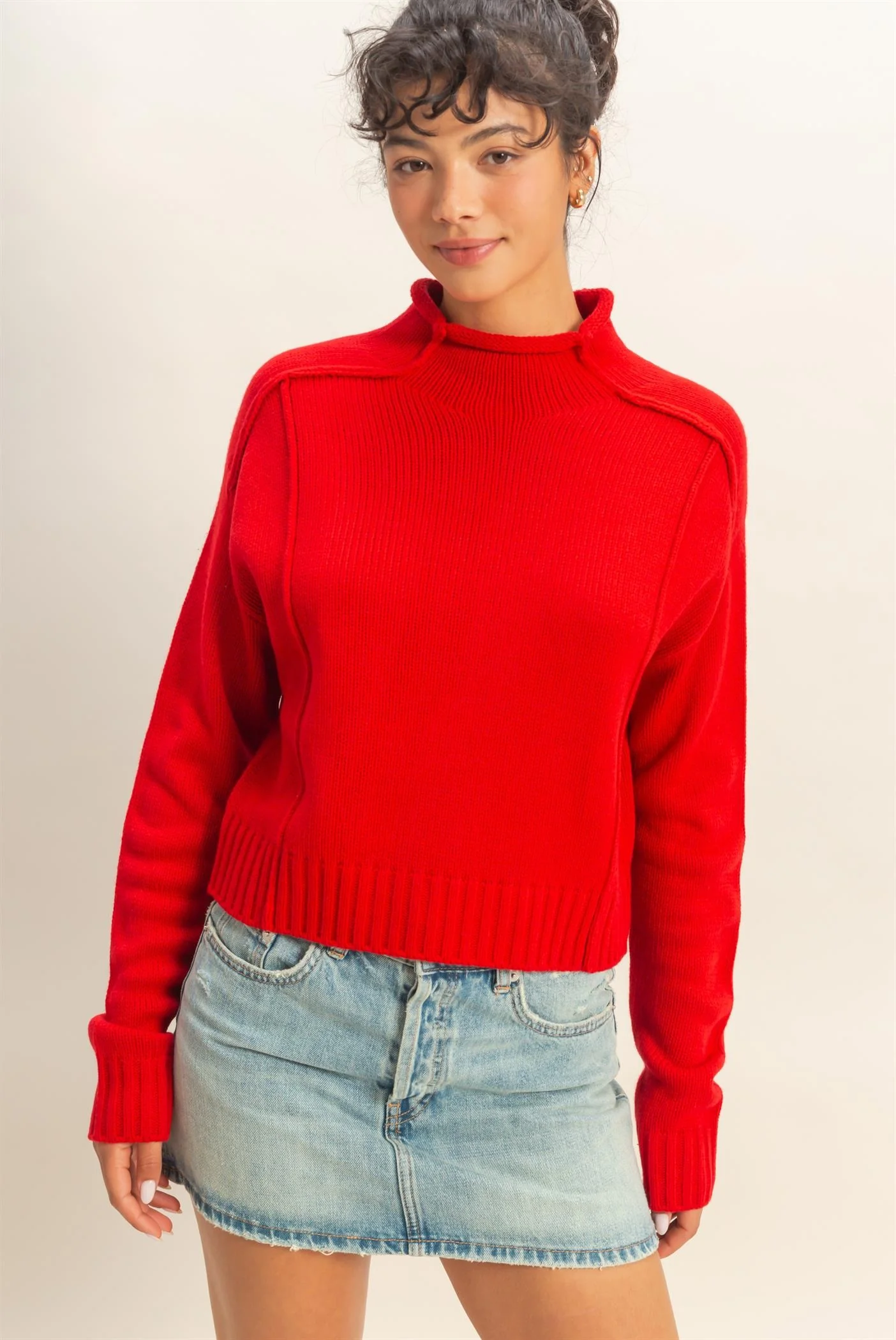 High Roll Neck Sweater - XAYUYUE