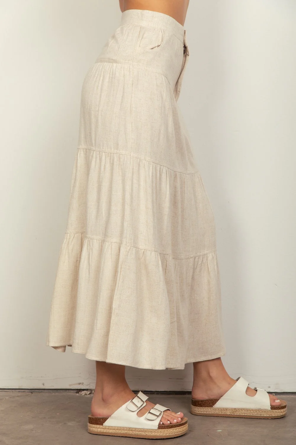 Linen Tiered Maxi Skirt - XAYUYUE