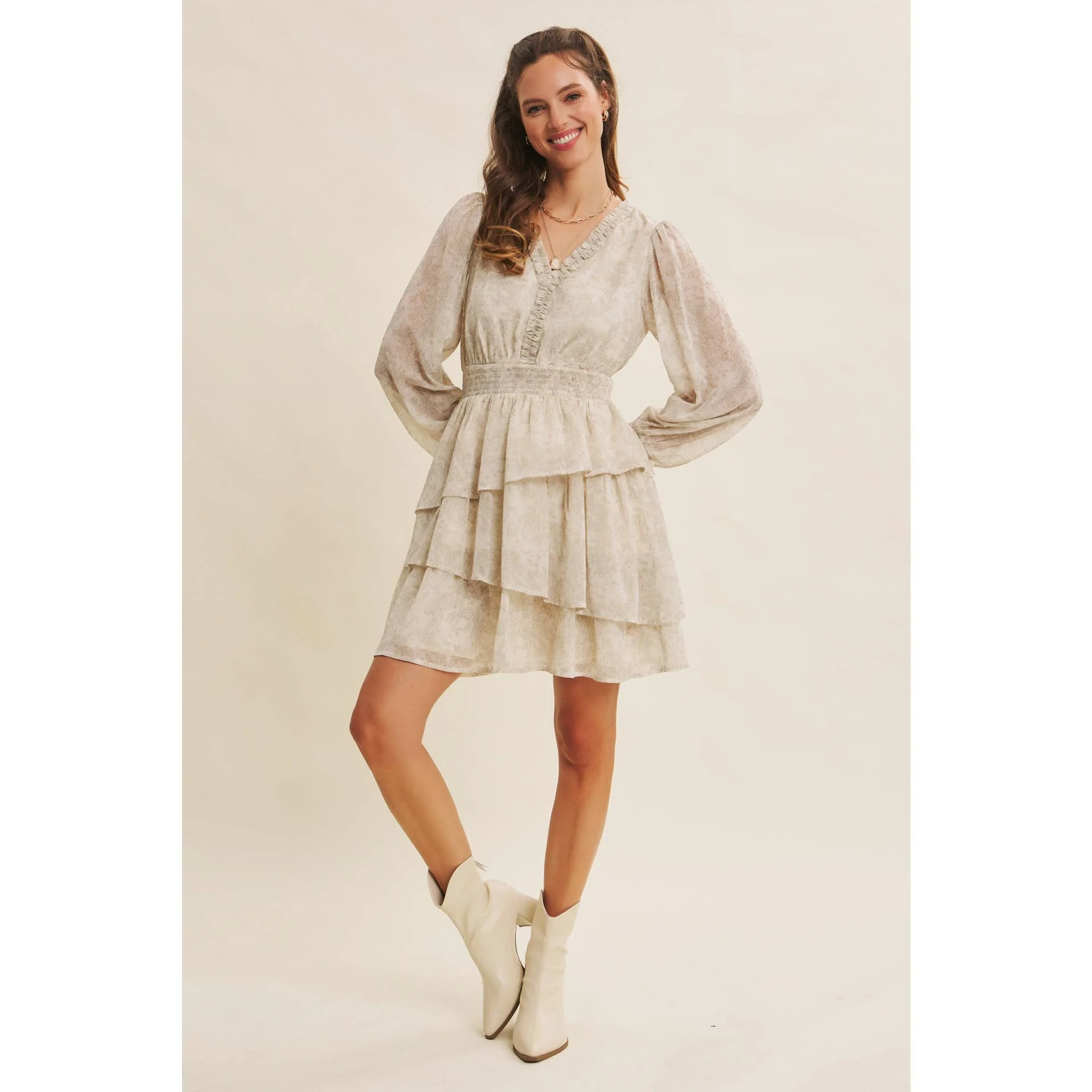 ROMANTIC IN EVERY WAY FLORAL TIERED RUFFLE MINI DRESS - XAYUYUE