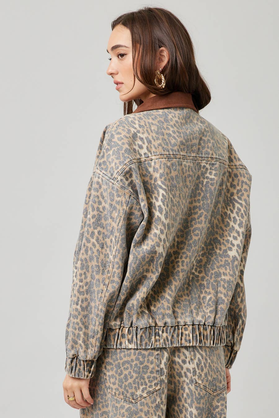 Garment Washed Leopard Jacket: LEOPARD - XAYUYUE