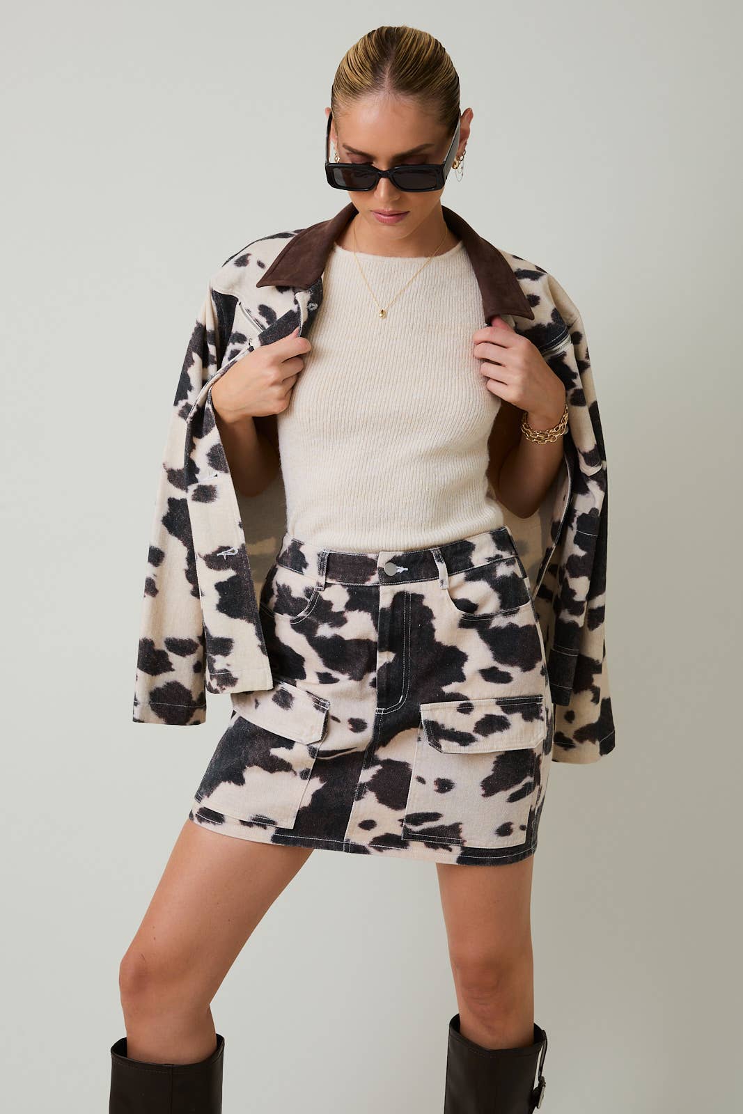 COW PRINT BARN JACKET - XAYUYUE