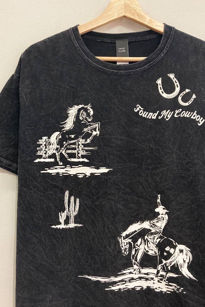 Found my Cowboy Tee: WASHED BLACK / OVERSIZED - XAYUYUE