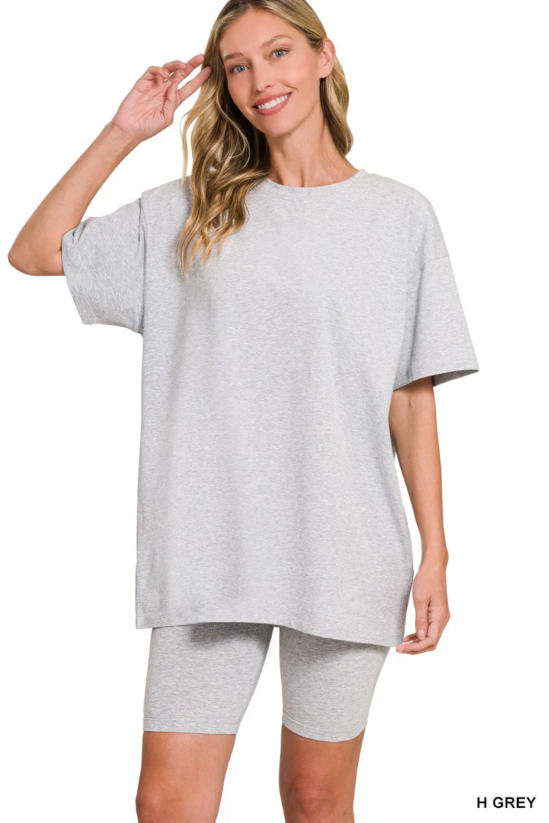 Cotton Round Neck Top & Biker Shorts - XAYUYUE