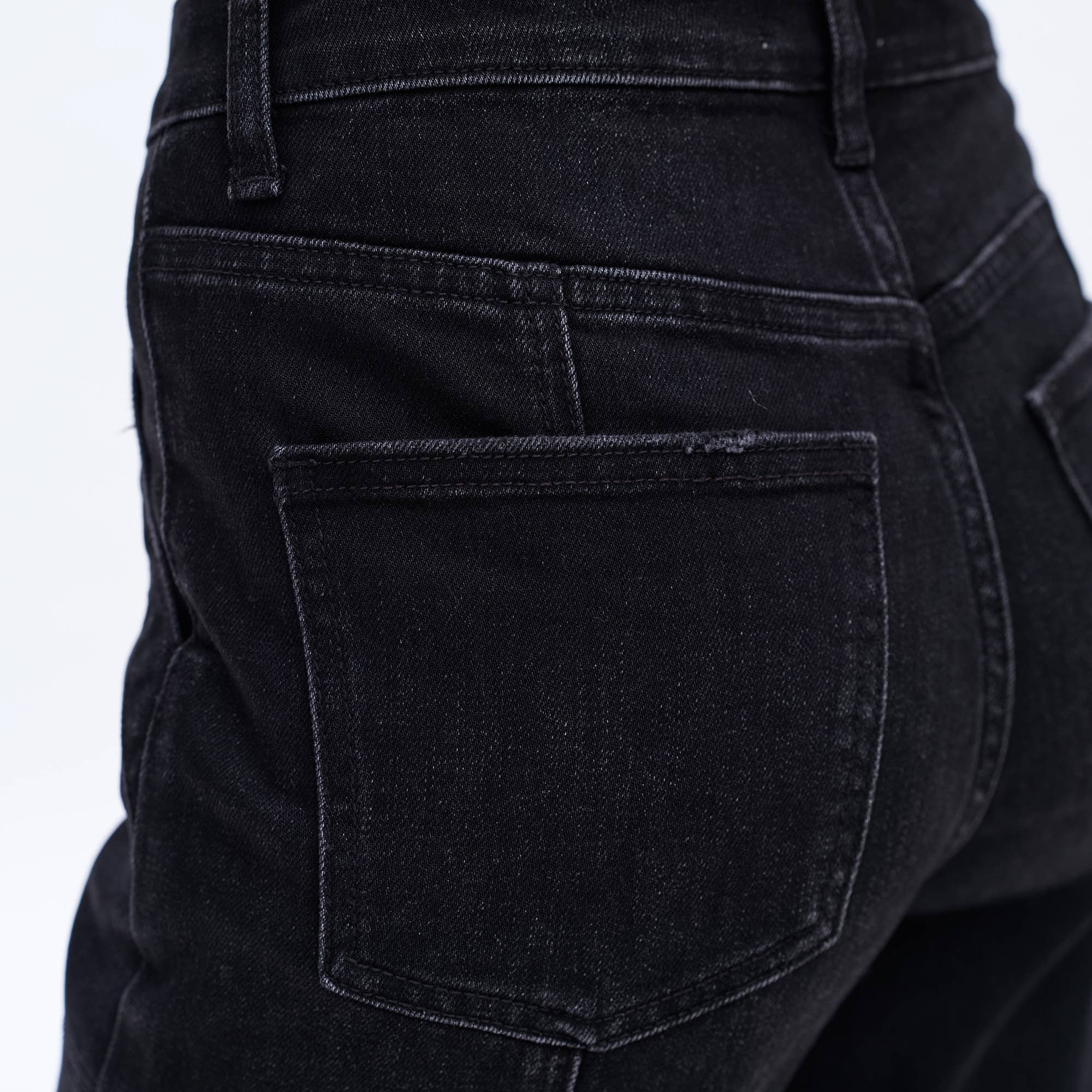 SUPER HIGH RISE WIDE LEG JEANS(FINISHED HEM,SLIT) BLACK - XAYUYUE