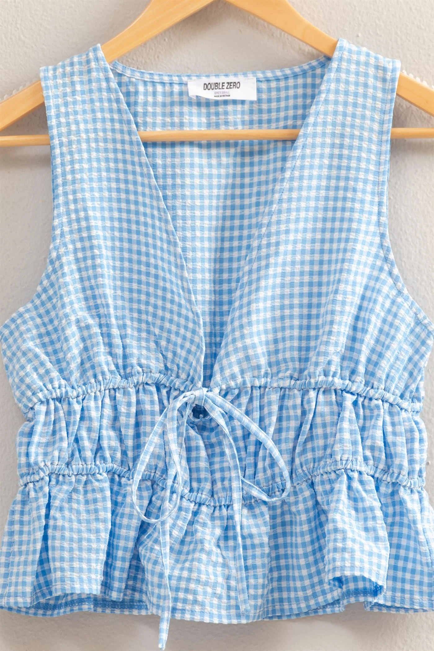 Tie Top Gingham Short Set - XAYUYUE