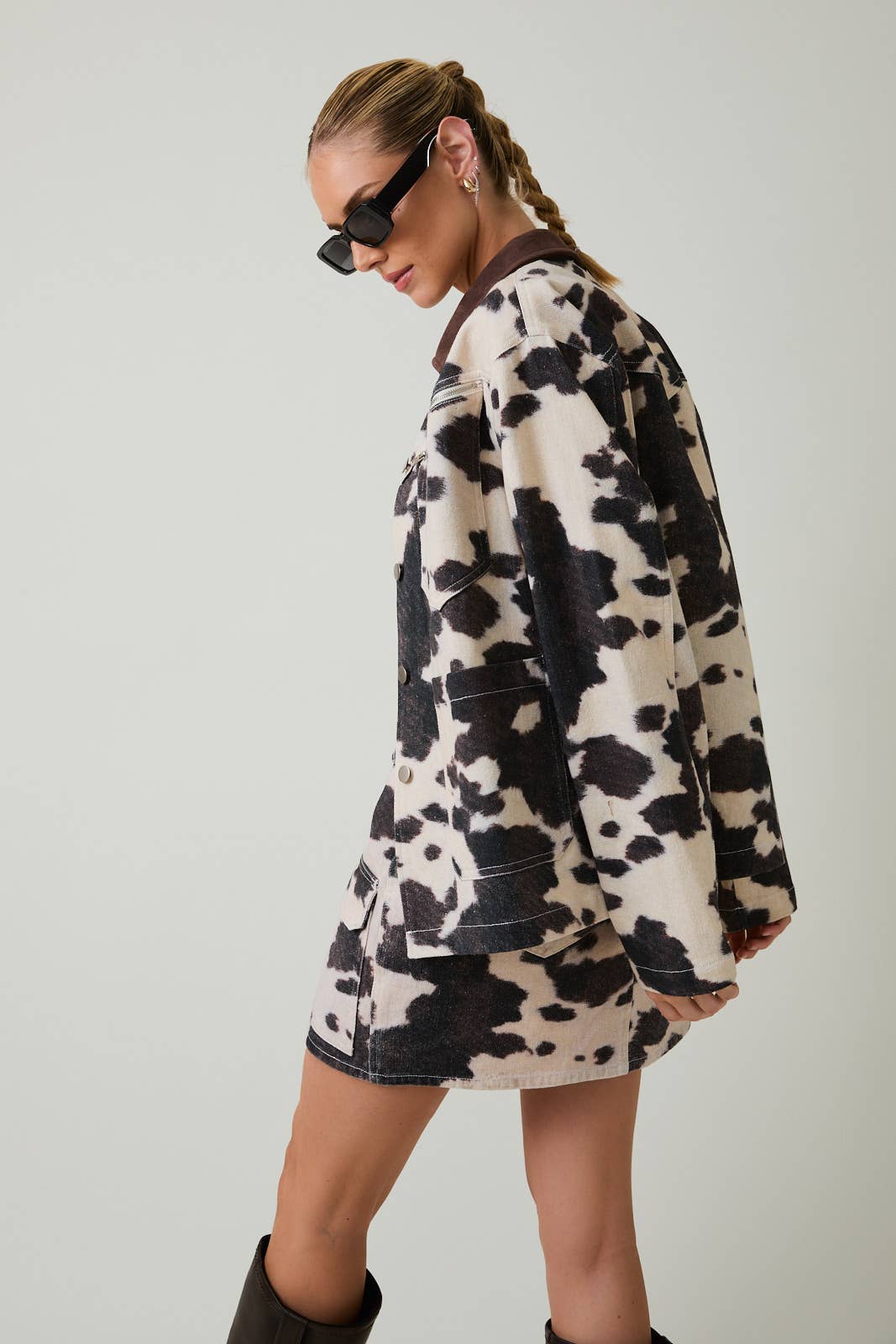 COW PRINT BARN JACKET - XAYUYUE