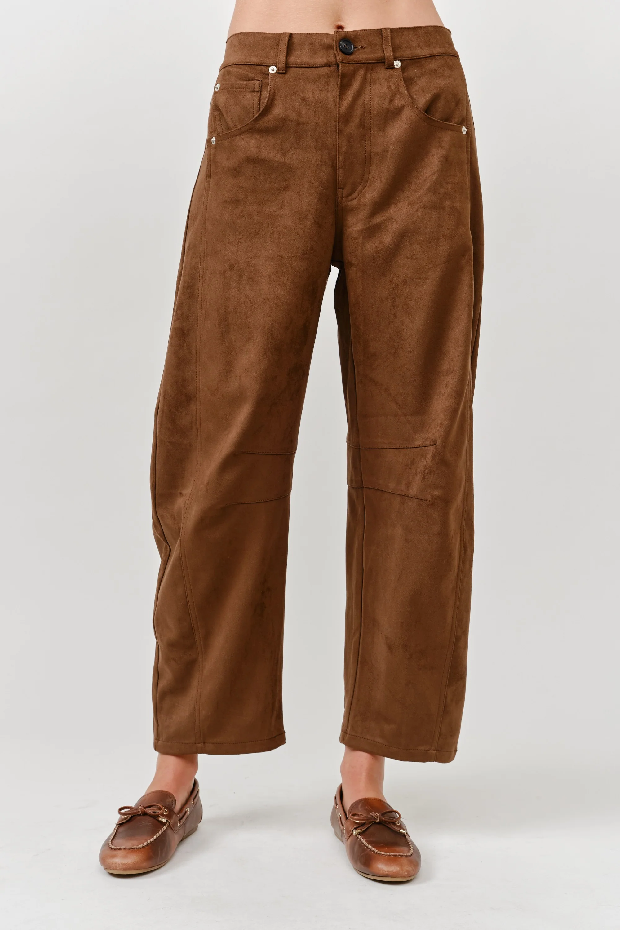 Slouchy Relax Fit Suede Pants - XAYUYUE