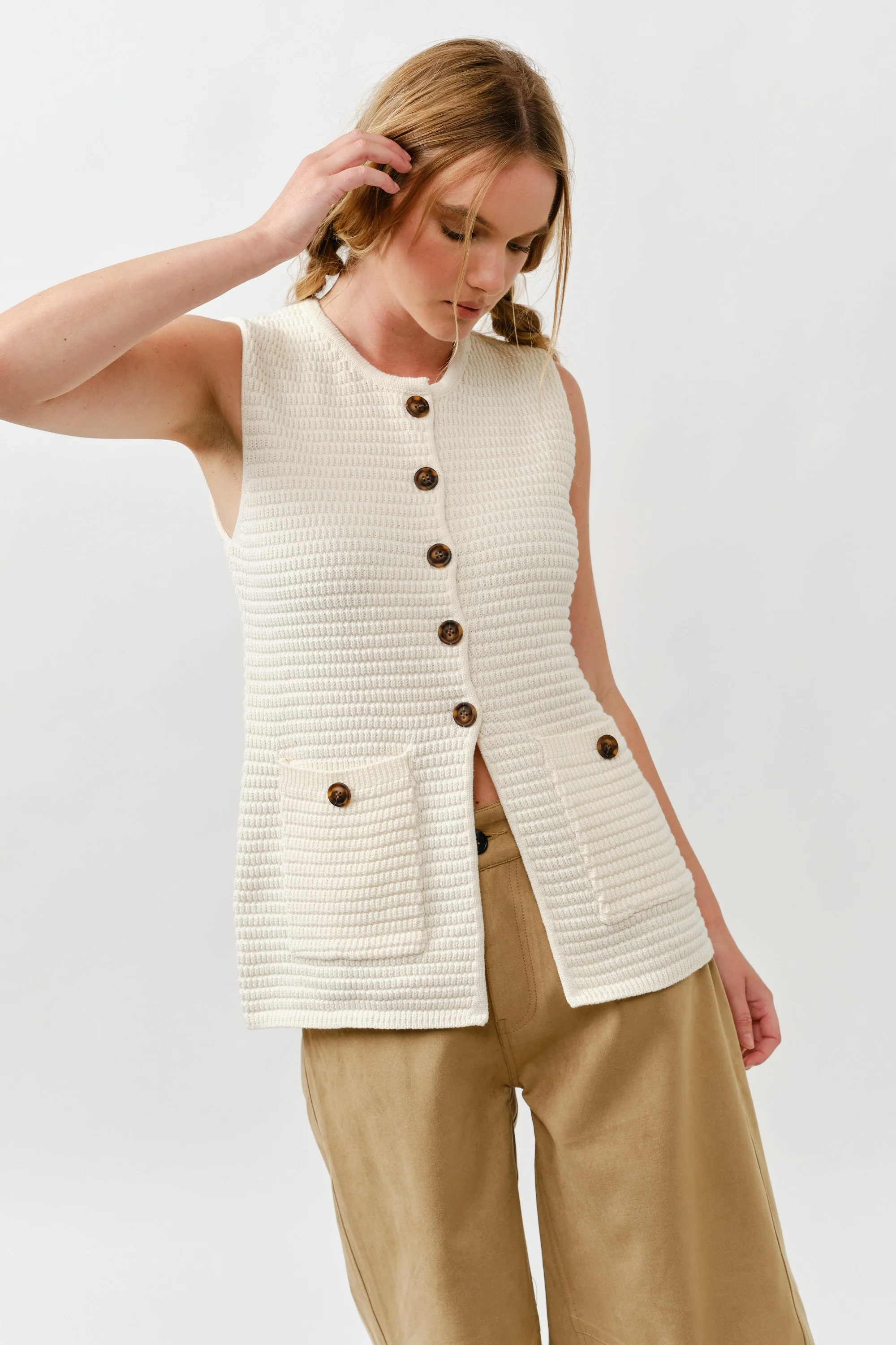 Sweater Button Down Vest - XAYUYUE