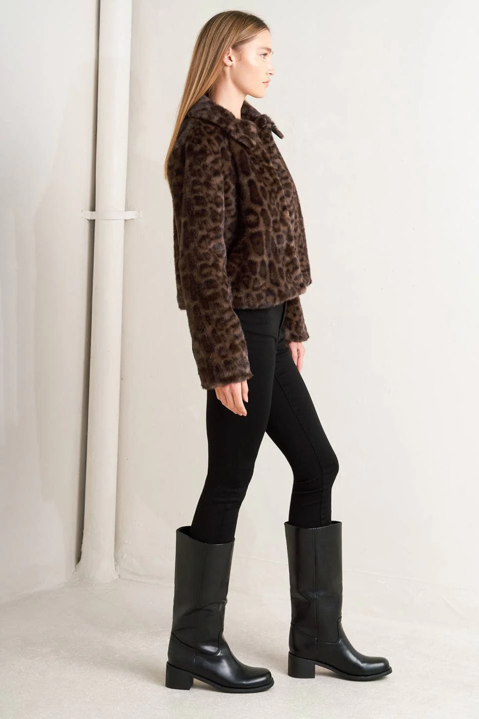 Faux Leather Jacket: Brown - XAYUYUE