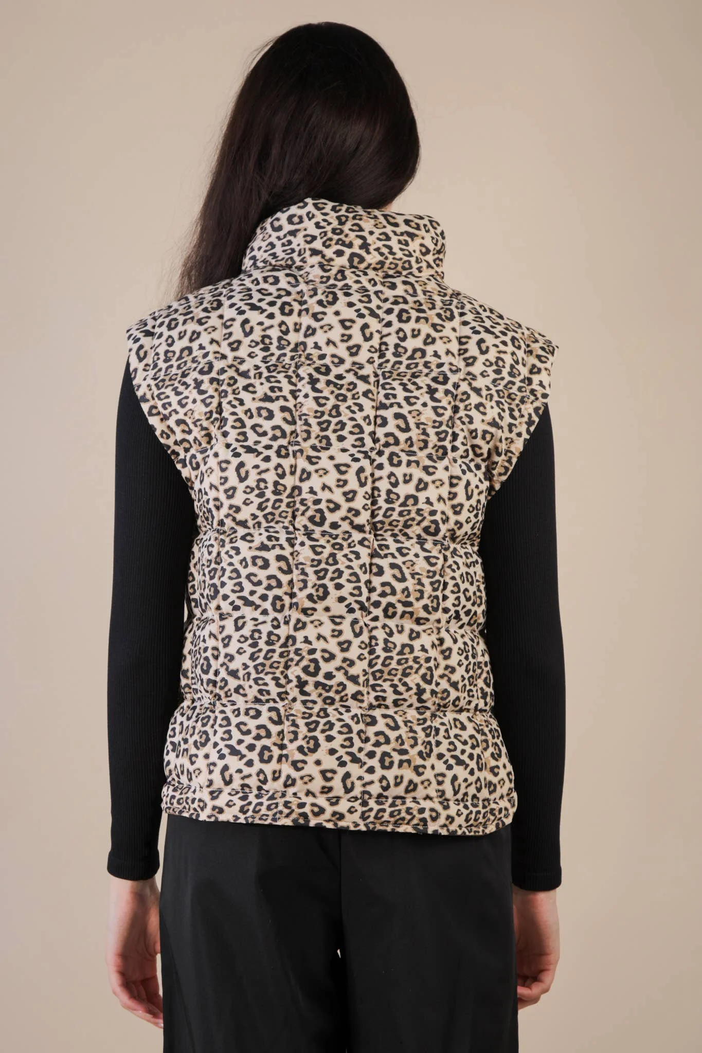 Solid & Leopard Puffer Padded Warm Vest: LEOPARD - XAYUYUE
