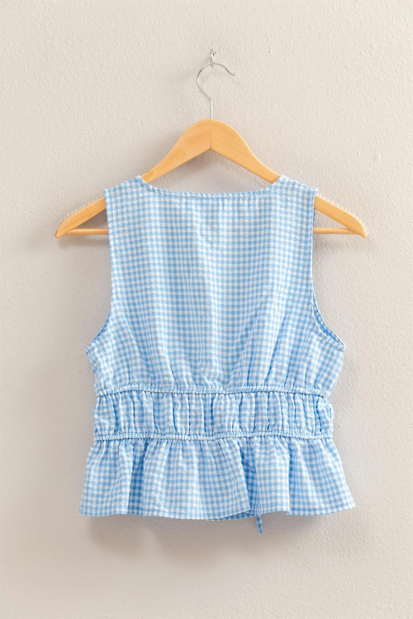 Tie Top Gingham Short Set - XAYUYUE