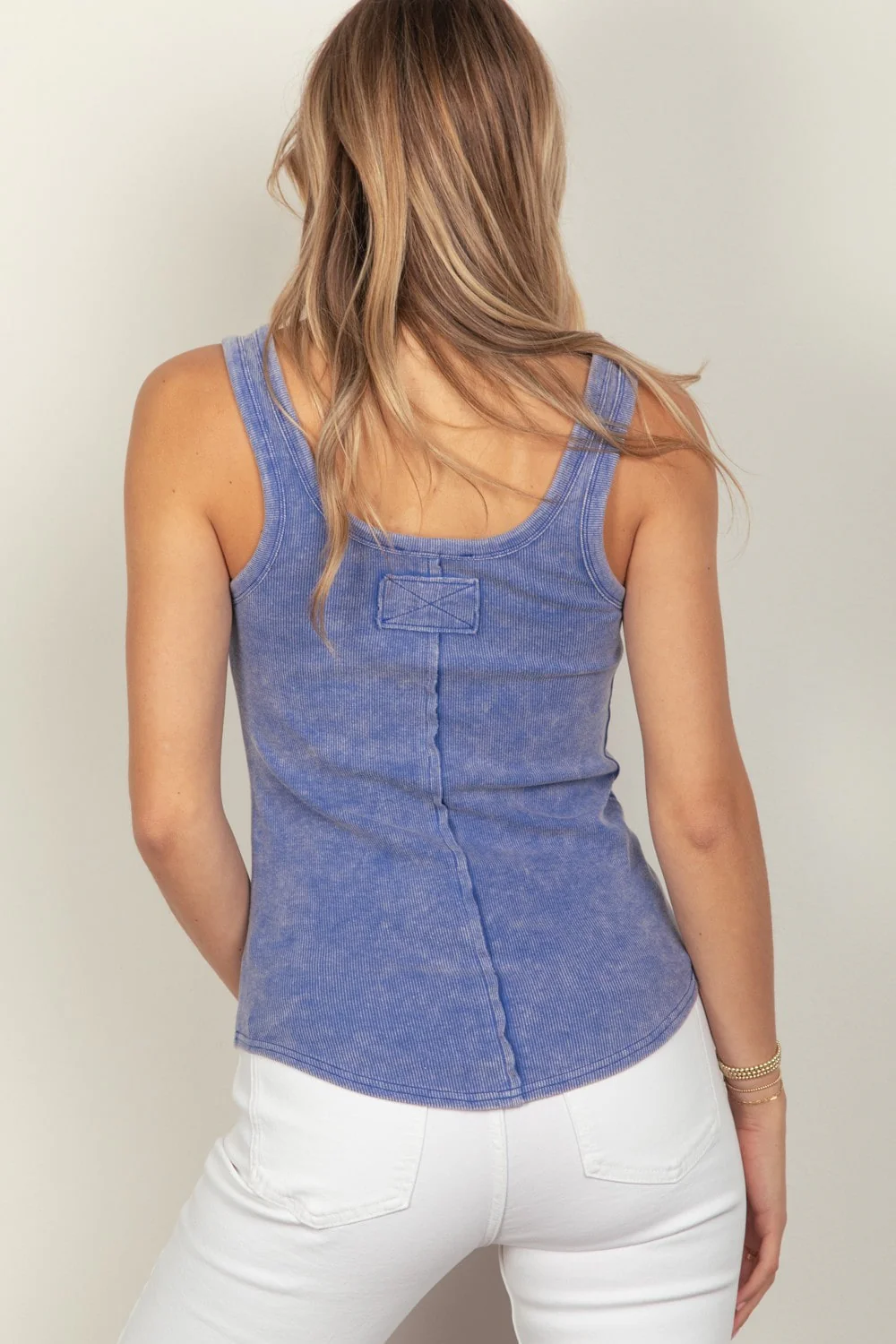 Washed Casual Fitted Tank Top - XAYUYUE