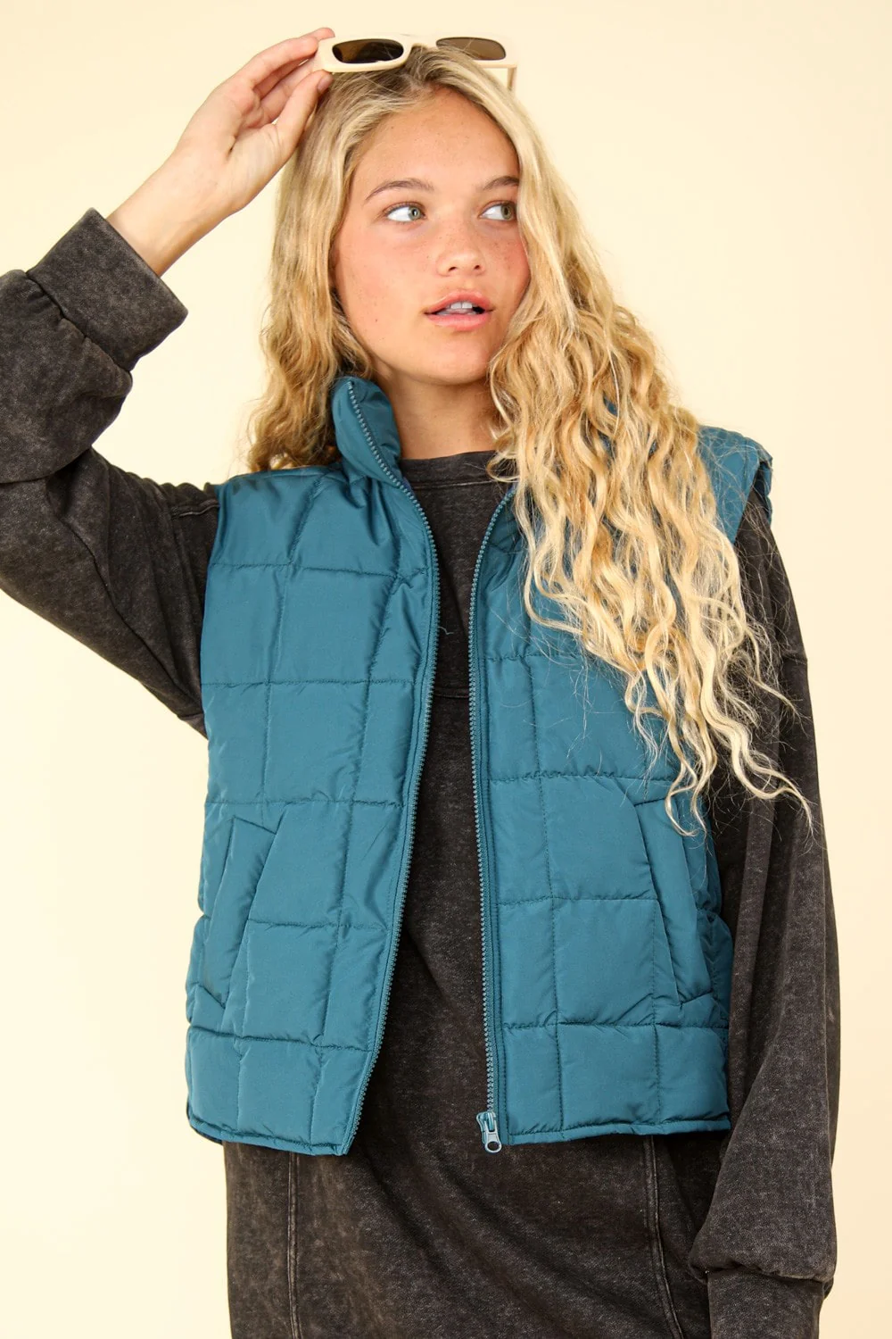 Solid Puffer Padded Warm Vest - XAYUYUE