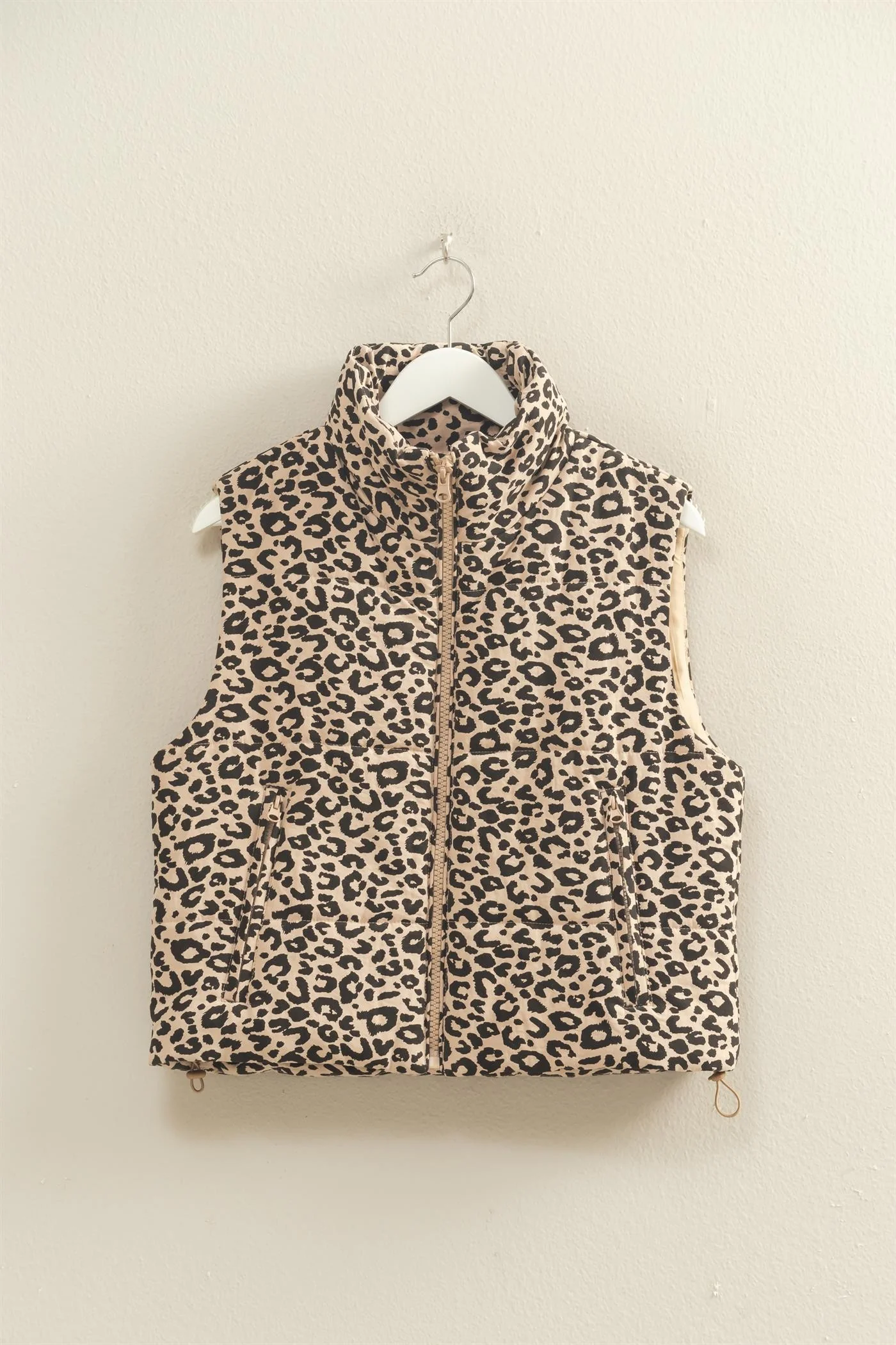 Leopard Print Puffer Vest - XAYUYUE